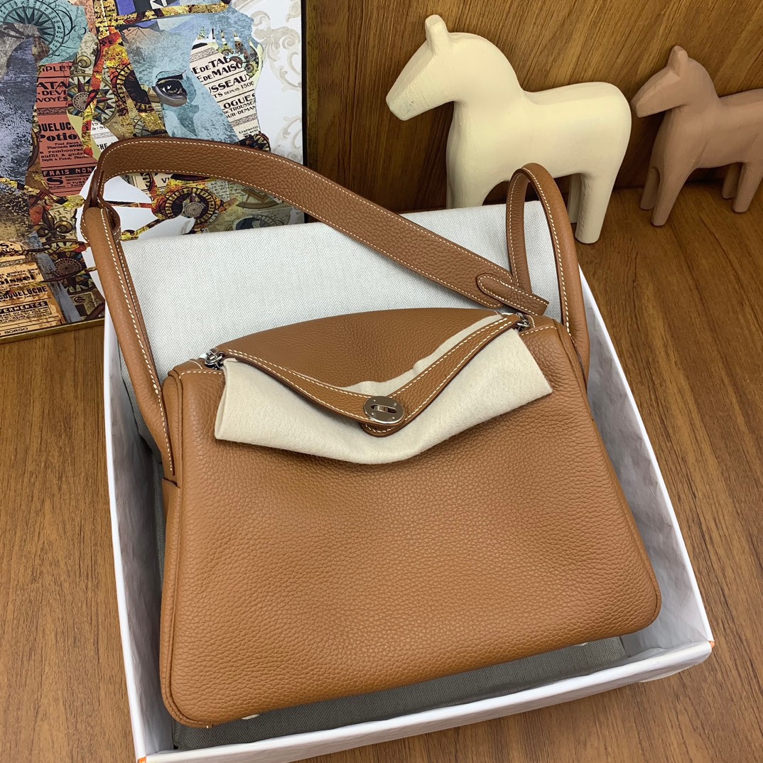 Hermes Lindy Crossbody & Shoulder Bags Brown Coffee Color