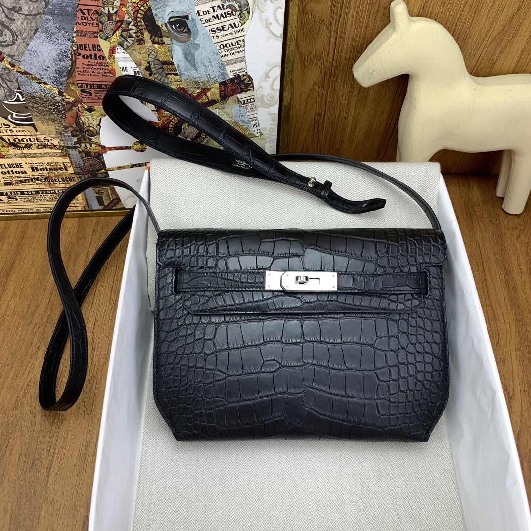 Hermes Kelly Handbags Crossbody & Shoulder Bags Perfect Quality
 Black Unisex Silver Hardware Matte