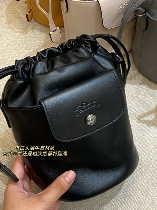 Longchamp Leather Bucket Bag - Drawstring Closure, Premium Cowhide Leather 1 Longchamp Leather Bucket Bag - Drawstring Closure, Premium Cowhide Leather