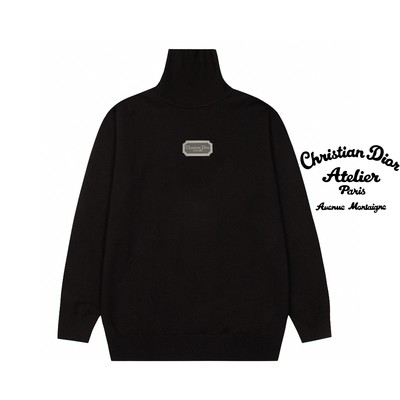 Dior Clothing Sweatshirts Black White Embroidery Wool Fall/Winter Collection