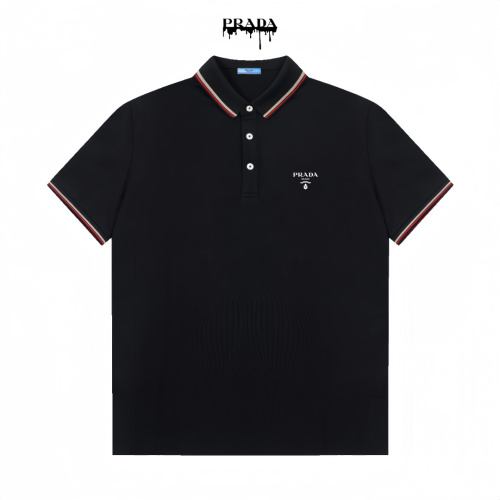 Prada Striped Logo Polo Shirt | Short Sleeve | Men's Fashion 1 Prada Striped Logo Polo Shirt | Short Sleeve | Men's Fashion