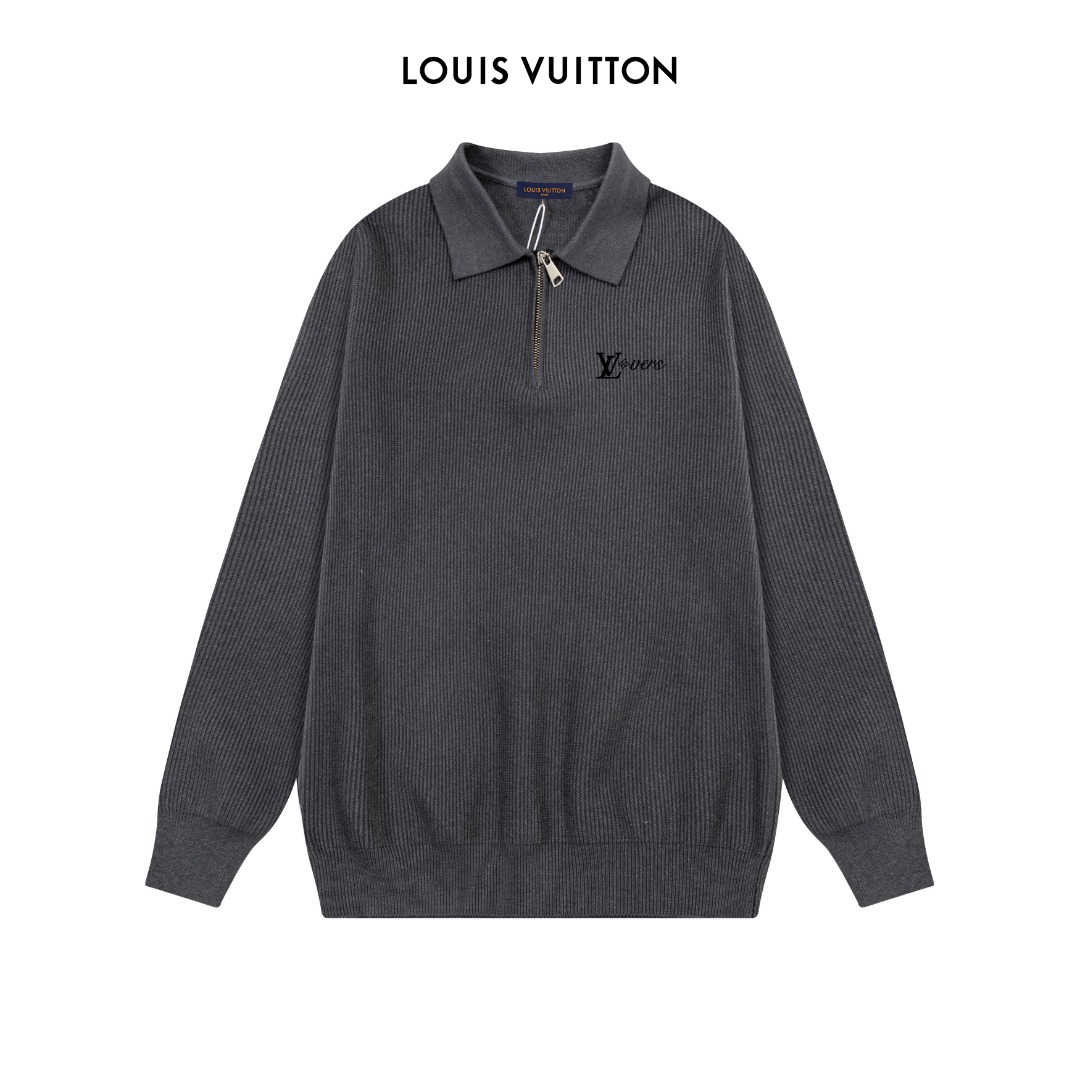 Louis Vuitton Zip-Collar Wool Sweater, Latest 2025 Casual Polo Style 3 o 1j4ilsemgiks39s2r9172jave1q