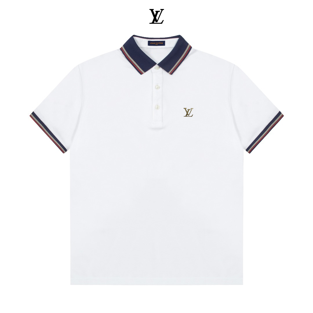 P100 (tres etiquetas completas) -LV Louis Vuitton, nuevo en tienda, polo de cuello con estampado de rayas elegante. Tej…