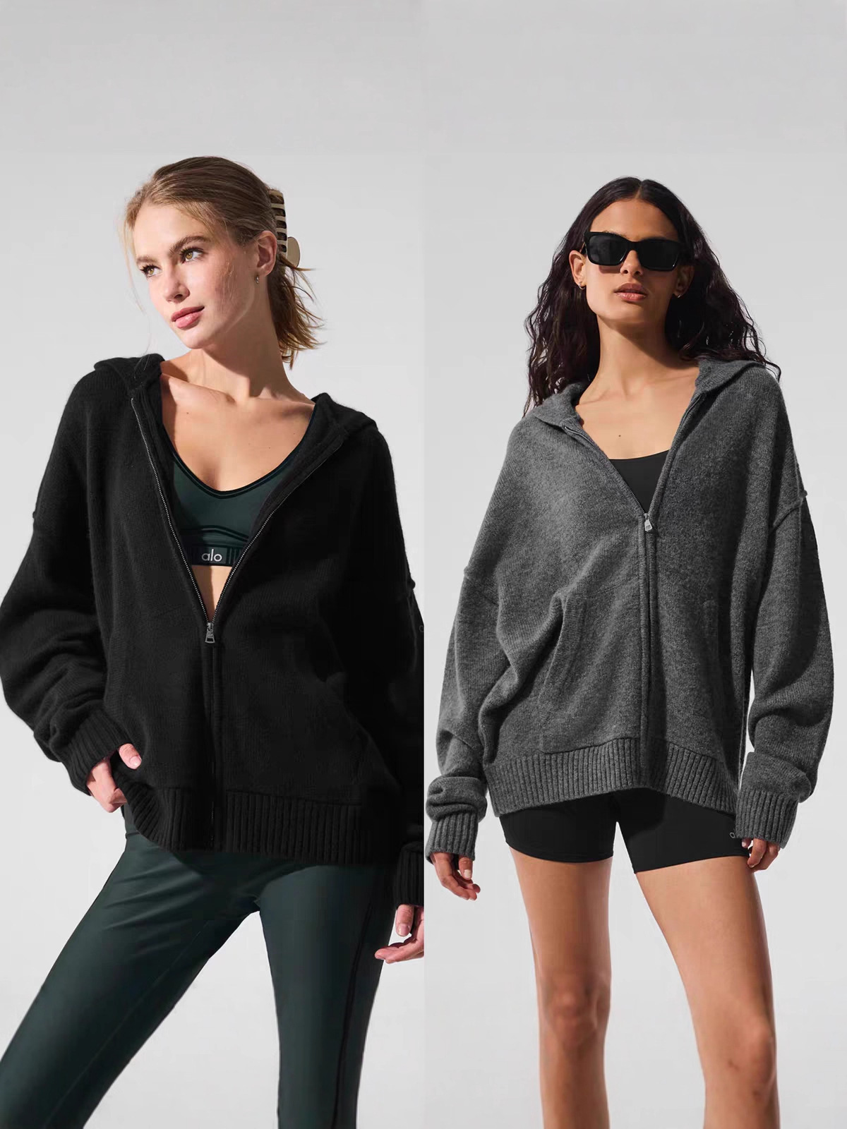 Alo jacket lounge charcoal gray yoga