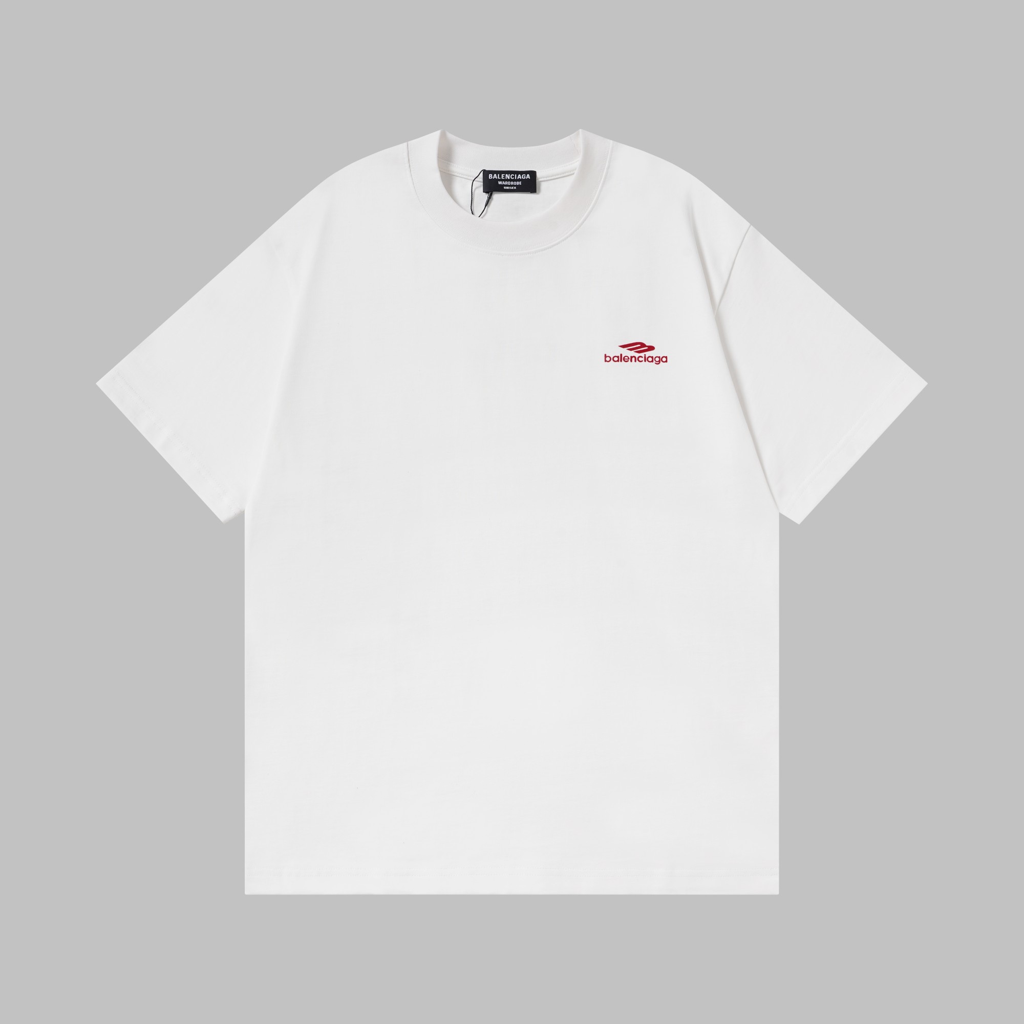 P85 Camiseta de alta calidad de 400 g, Balenciaga etiqueta roja en blanco y negro. Combinación de colores clásica, simp…