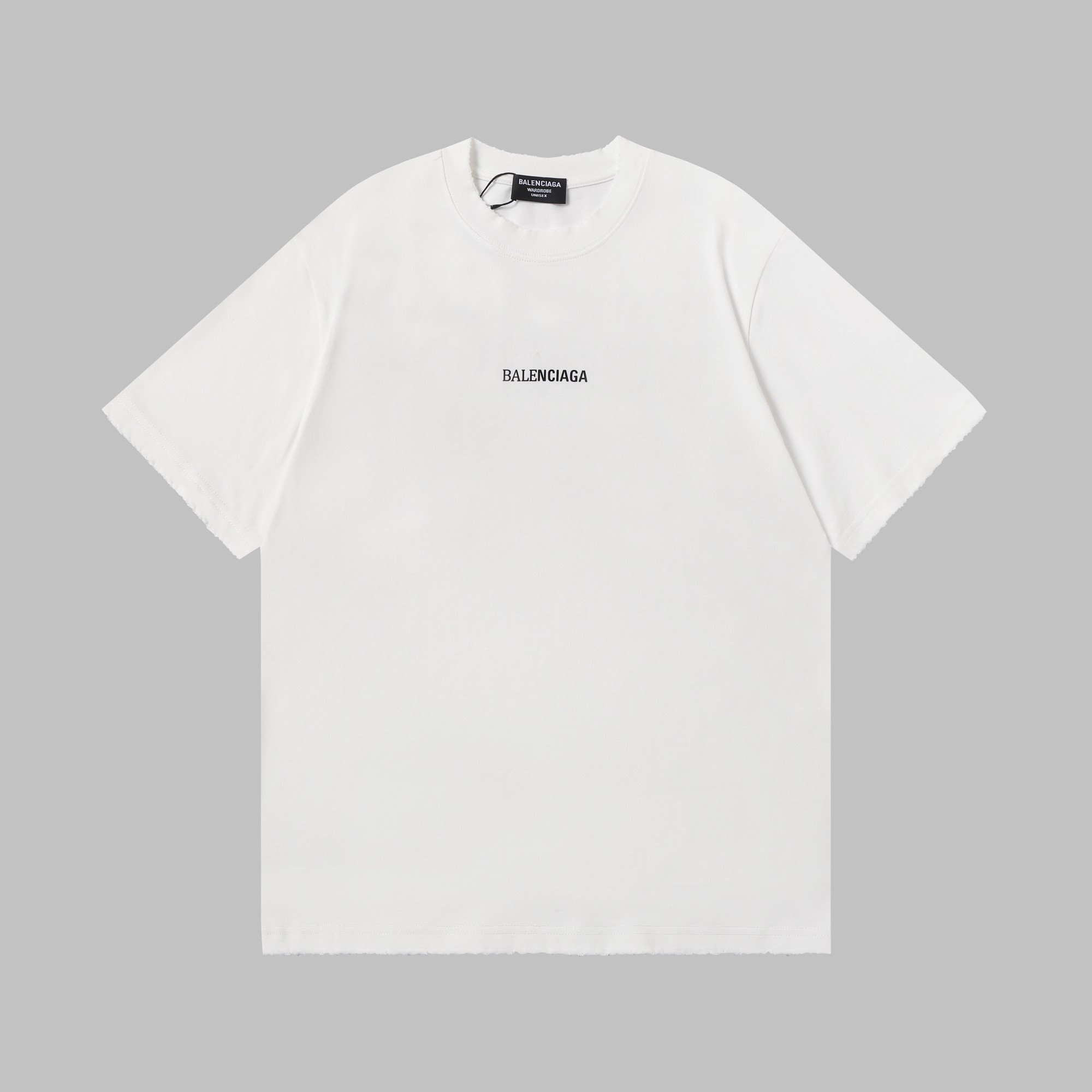 P85 Alta calidad 300g Balenciaga clásica camiseta de manga corta con estampado de póker, estilo OS con bordes desgastad…