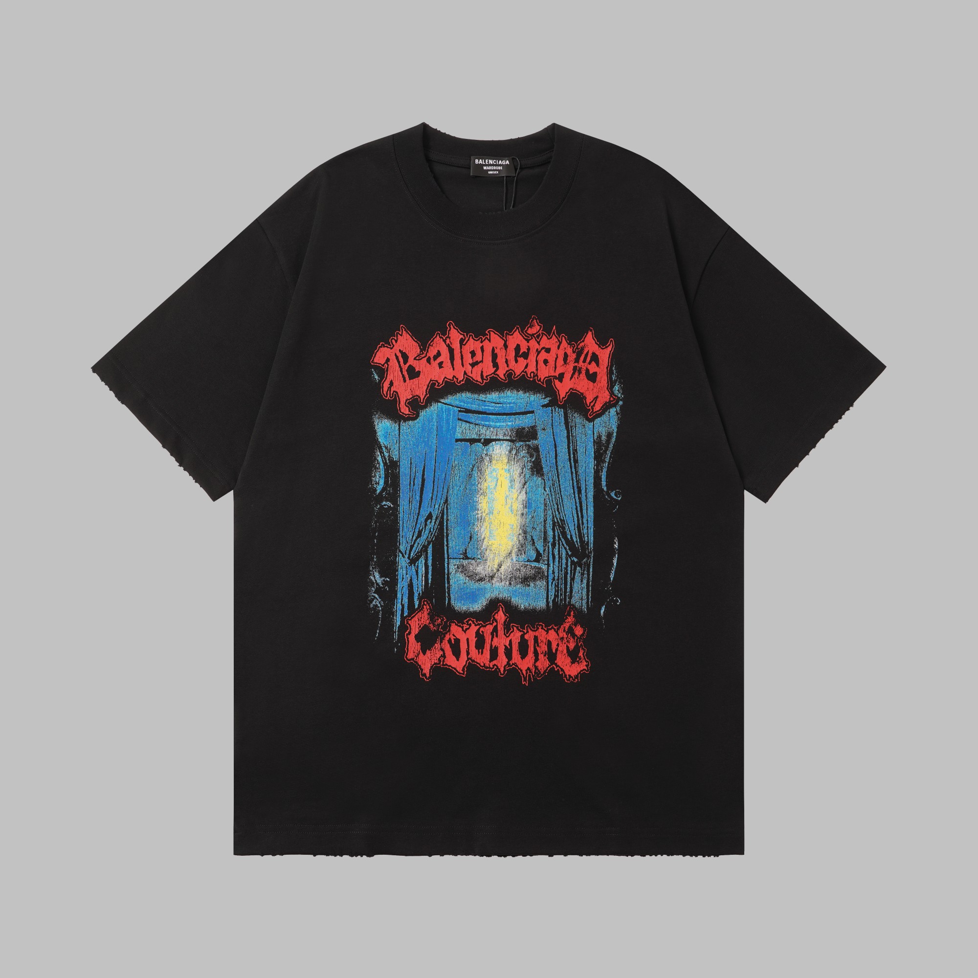 P95 Alta calidad, camiseta de manga corta de algodón pesado 400g, estilo oscuro de alta gama, estampado de escenario de…