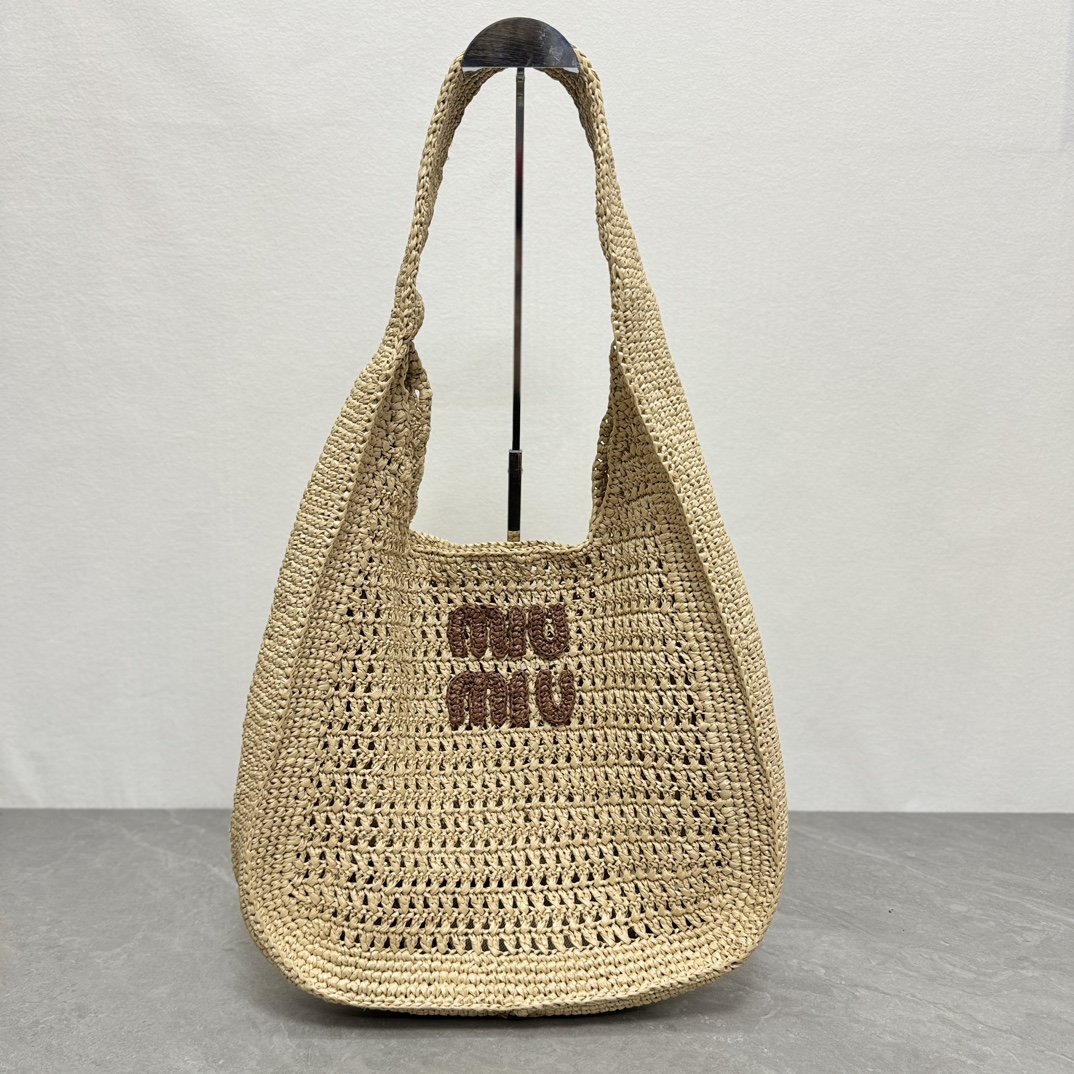 P740 Bolso de mimbre en forma de media luna 5BC116 de fábrica original, con rafia importada de Japón, no es el PP común…