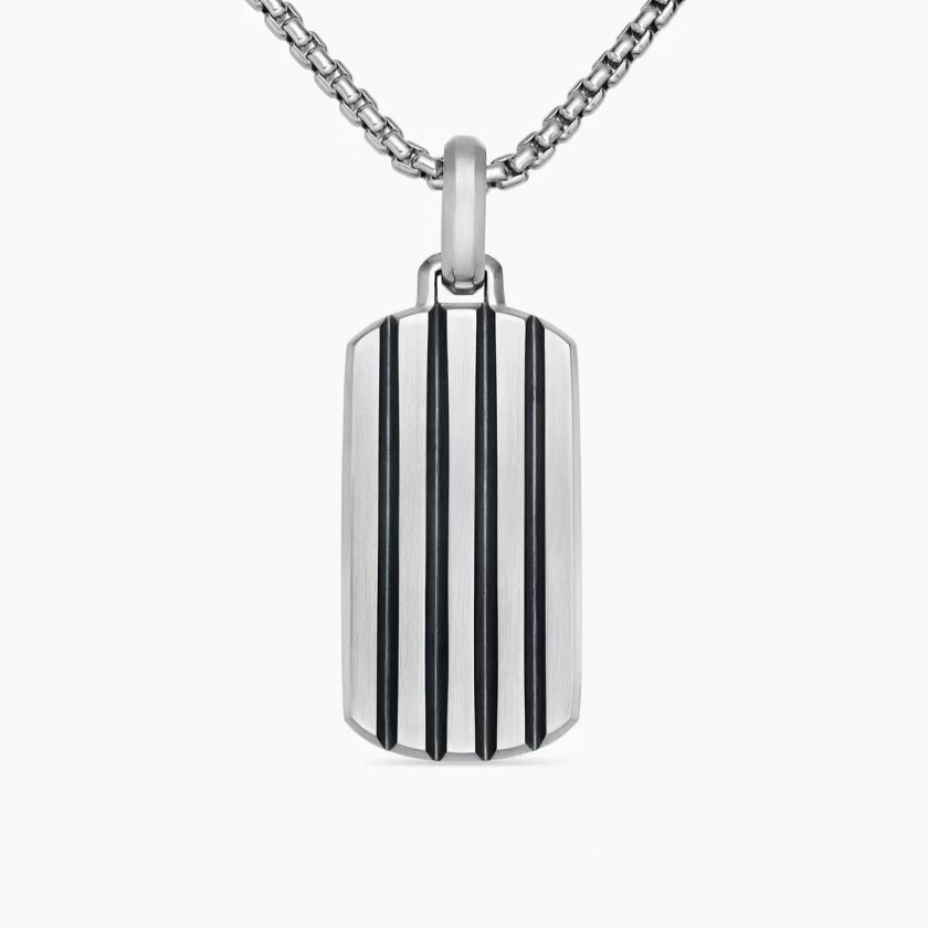 NO:879597,David Yurman silver 35x18.5mm streamlined square necklace. Chain 3mm thick, length 50+5cm delay chain, fine jewelry, necklace19860909David Yurman 银色35x18.5mm流线形方牌项链.链条粗3mm,长度50+5cm延迟链,饰品精品,necklace,Jewelry