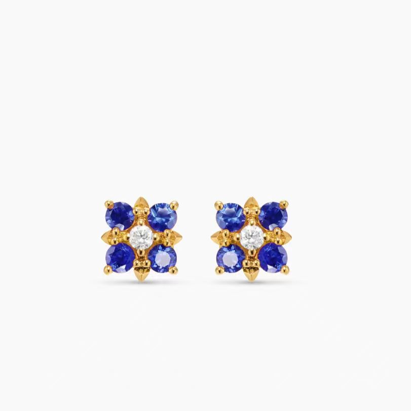 NO:879590,David Yurman 8.7mm Gold Small Blue Diamond Pyramid Stud Earrings, Fine Jewelry19860909David Yurman 8.7mm金色小号蓝钻金字塔耳钉,饰品精品,Jewelry