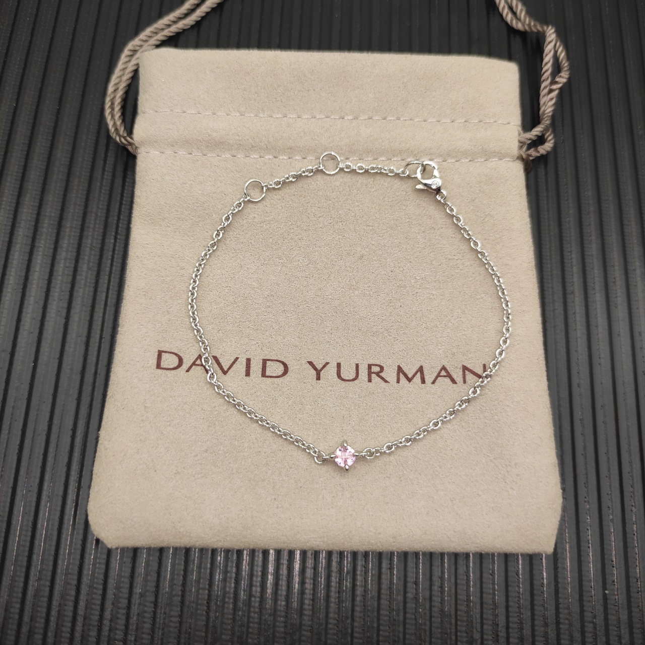 NO:879560,DavidYurman silver 4mm solitaire pink diamond bracelet 17+2+2cm, jewelry boutique, bracelet19860909DavidYurman 银色4mm单钻粉钻手链17+2+2厘米,饰品精品,bracelet,Jewelry