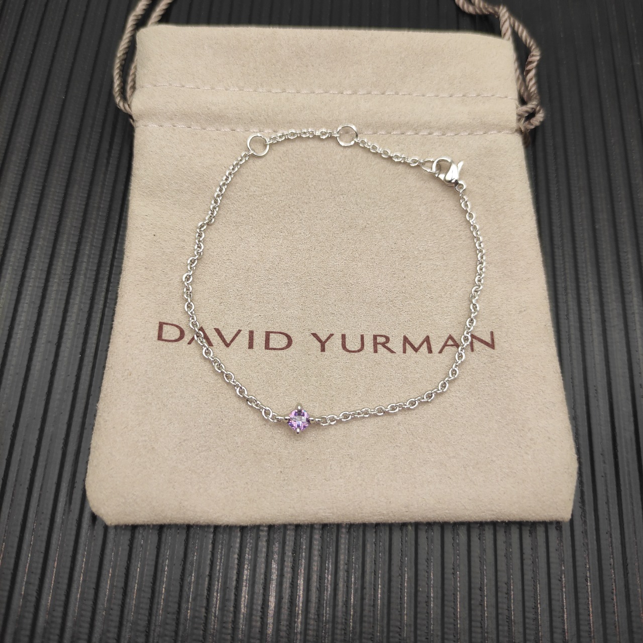 NO:879558,DavidYurman Silver 4mm Solitaire Purple Diamond Bracelet 17+2+2cm, Boutique Jewelry, Bracelet19860909DavidYurman 银色4mm单钻紫钻手链17+2+2厘米,饰品精品,bracelet,Jewelry