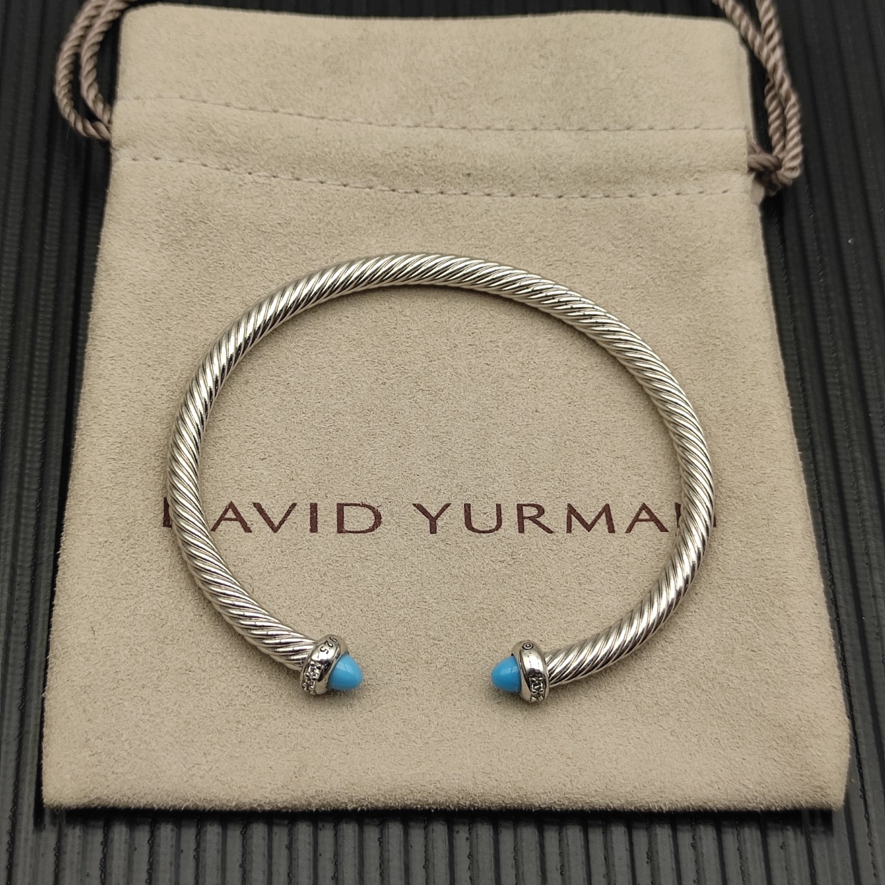 NO:879549,David Yurman silver 4mm blue turquoise diamond bracelet, jewelry boutique, bracelet19860909David Yurman 银色4mm蓝松石带钻手镯,饰品精品,bracelet,Jewelry