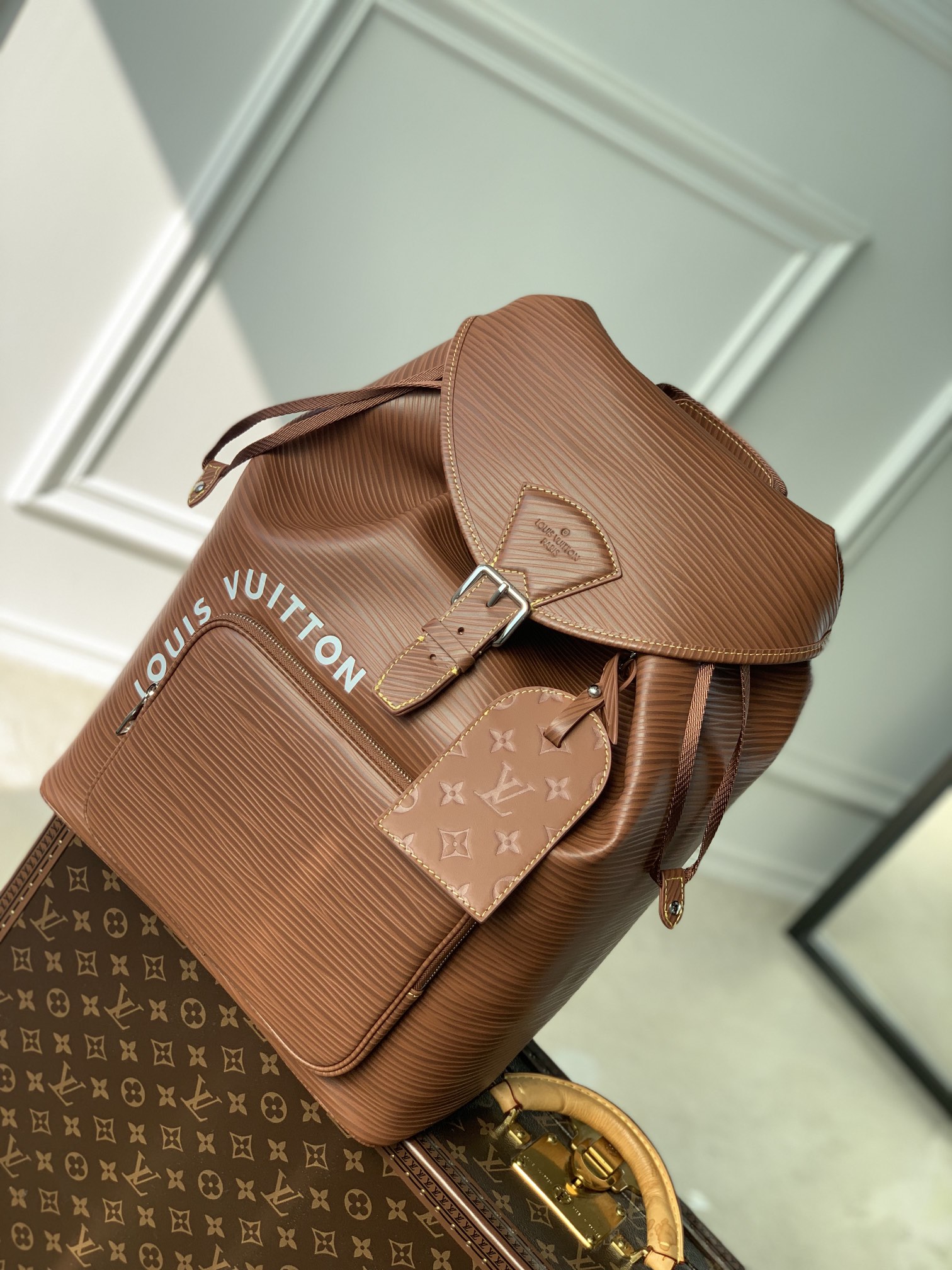 Louis Vuitton LV Montsouris Bags Backpack Caramel Epi Cowhide M23099