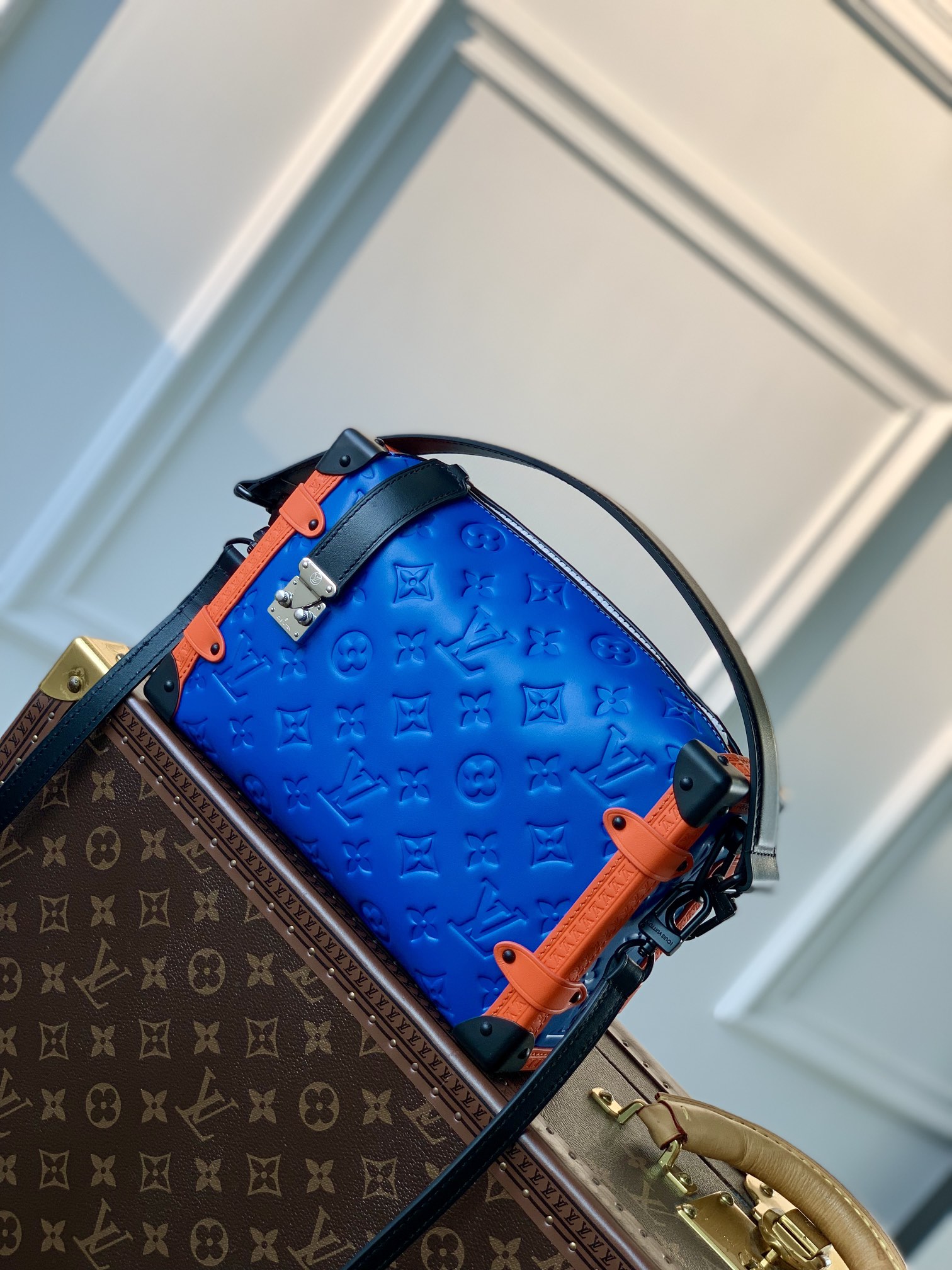Louis Vuitton LV Petite Malle Bags Handbags Blue Cowhide M46358