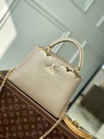 Louis Vuitton LV Capucines Bags Handbags Black Gold Khaki M22436