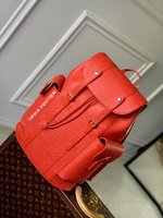 Luxury Fake
 Louis Vuitton LV Christopher Replicas
 Bags Backpack Orange Red Epi M23764
