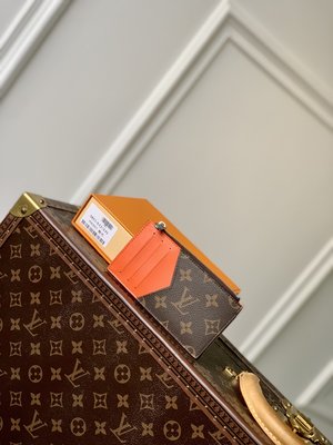 Wholesale Imitation Designer Replicas Louis Vuitton Wallet Card pack Orange Silver Taiga M64038