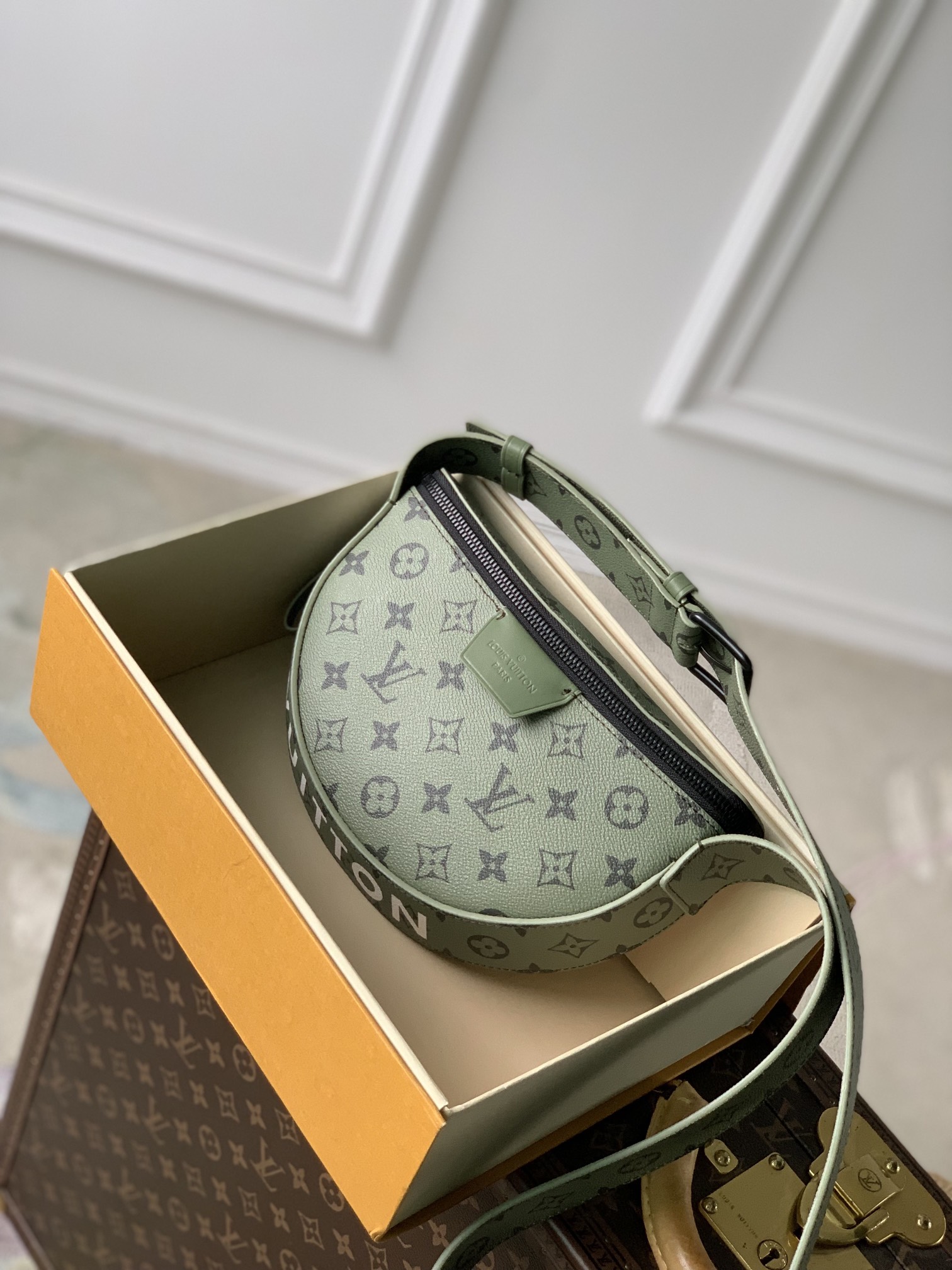 High Quality Customize
 Louis Vuitton Handbags Crossbody & Shoulder Bags Green Monogram Eclipse Canvas Underarm M23838