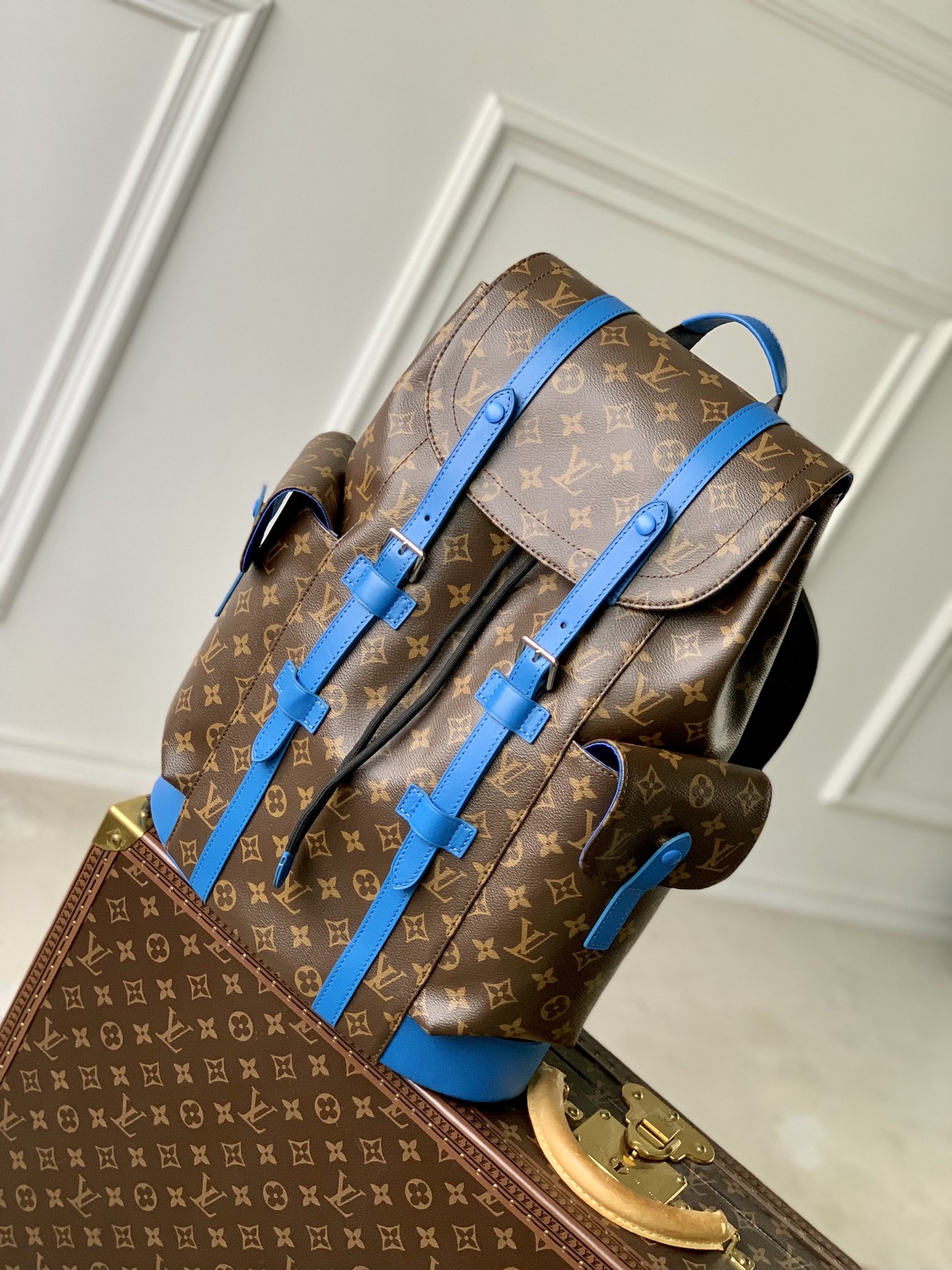Louis Vuitton LV Christopher sacs Sac À Dos Bleu Toile M46813