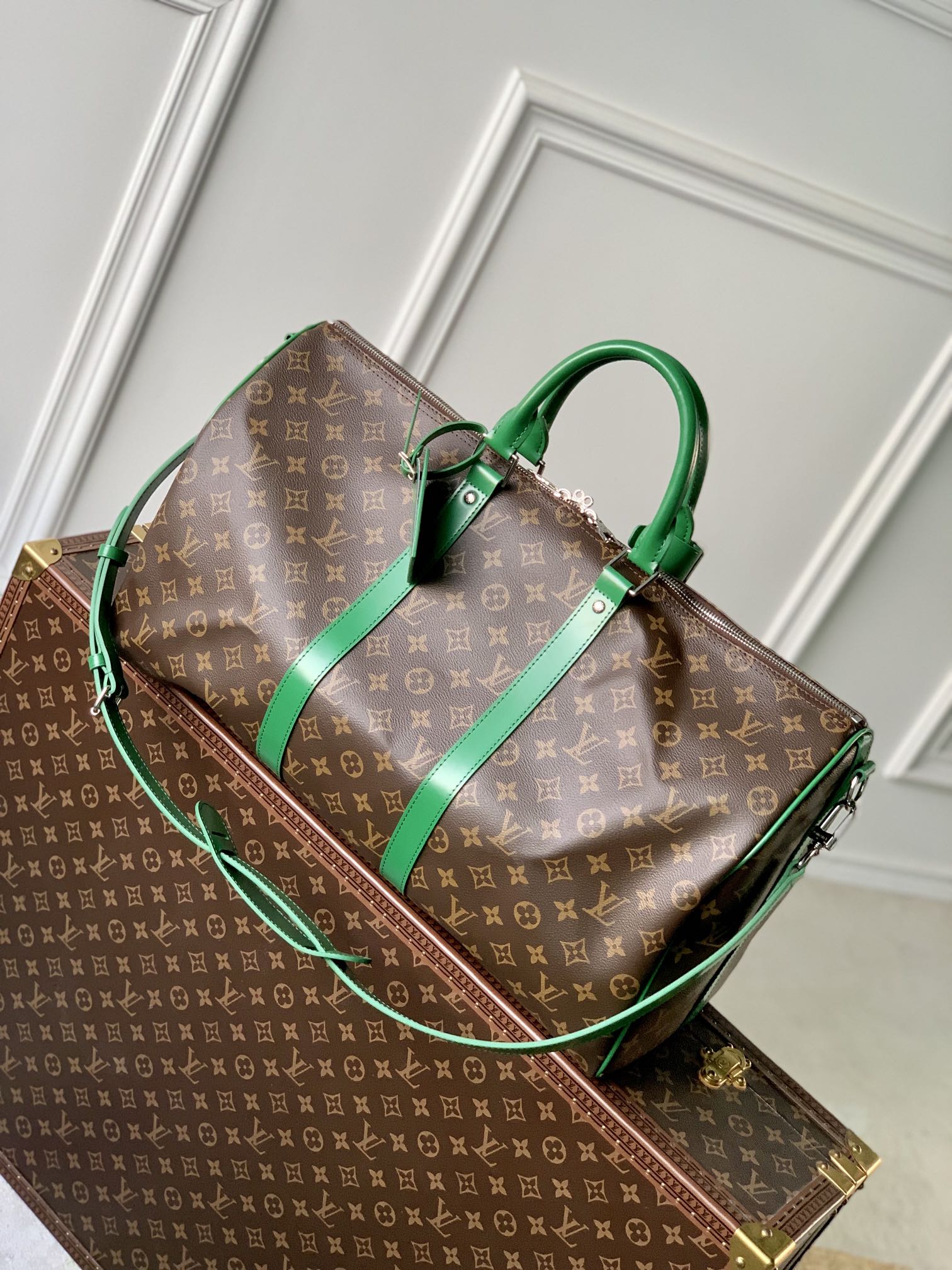 Louis Vuitton LV Keepall Travel Bags Green Canvas Fabric M46774
