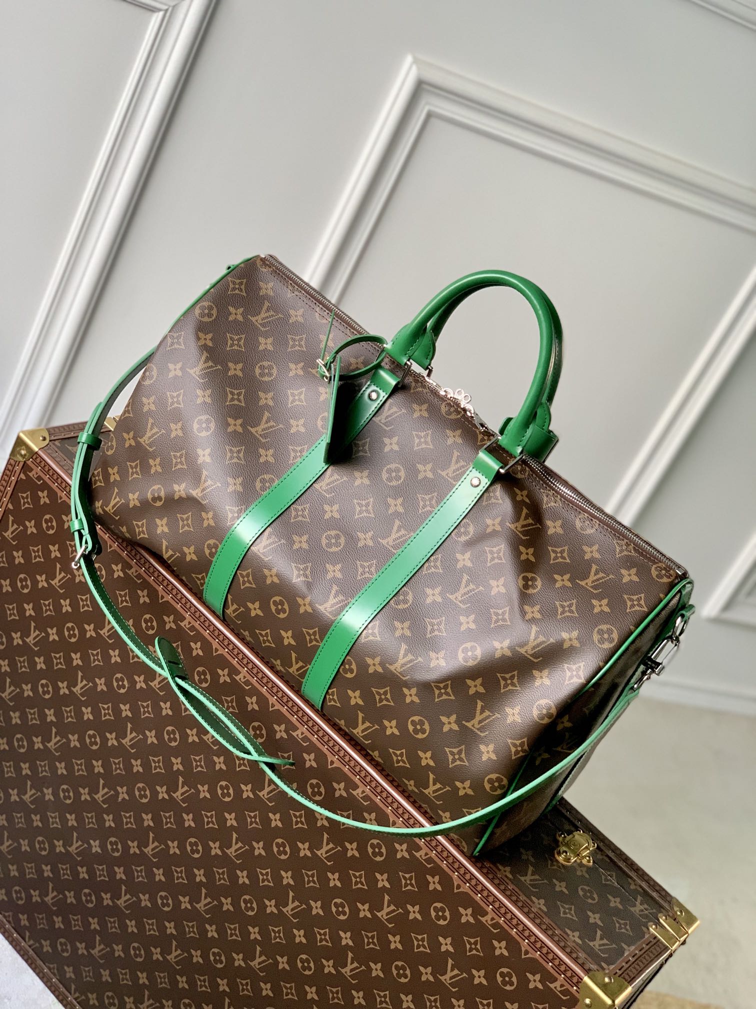 לואי ויטון LV Keepall תיקים תיקי נסיעה ירוק קנבס פבריק M46774