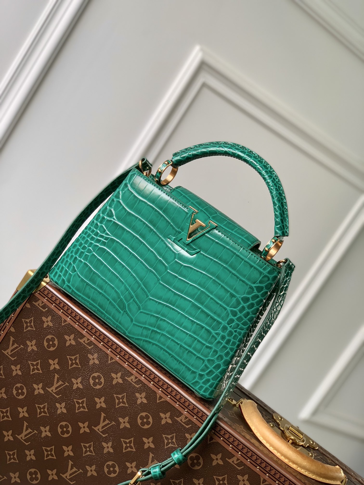 Louis Vuitton LV Capucines Bags Handbags Green Calfskin Cowhide M48865