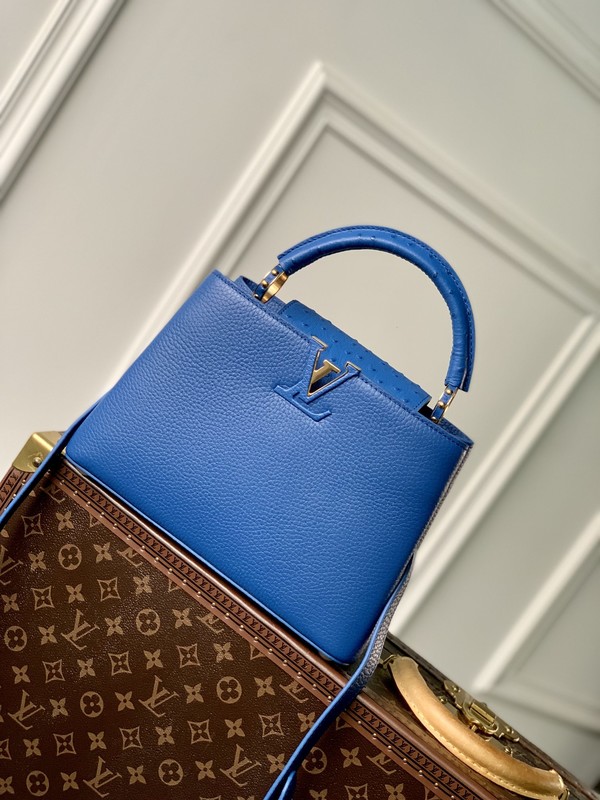 Louis Vuitton LV Capucines Bags Handbags Fashion Replica Blue Taurillon Ostrich Leather M81409