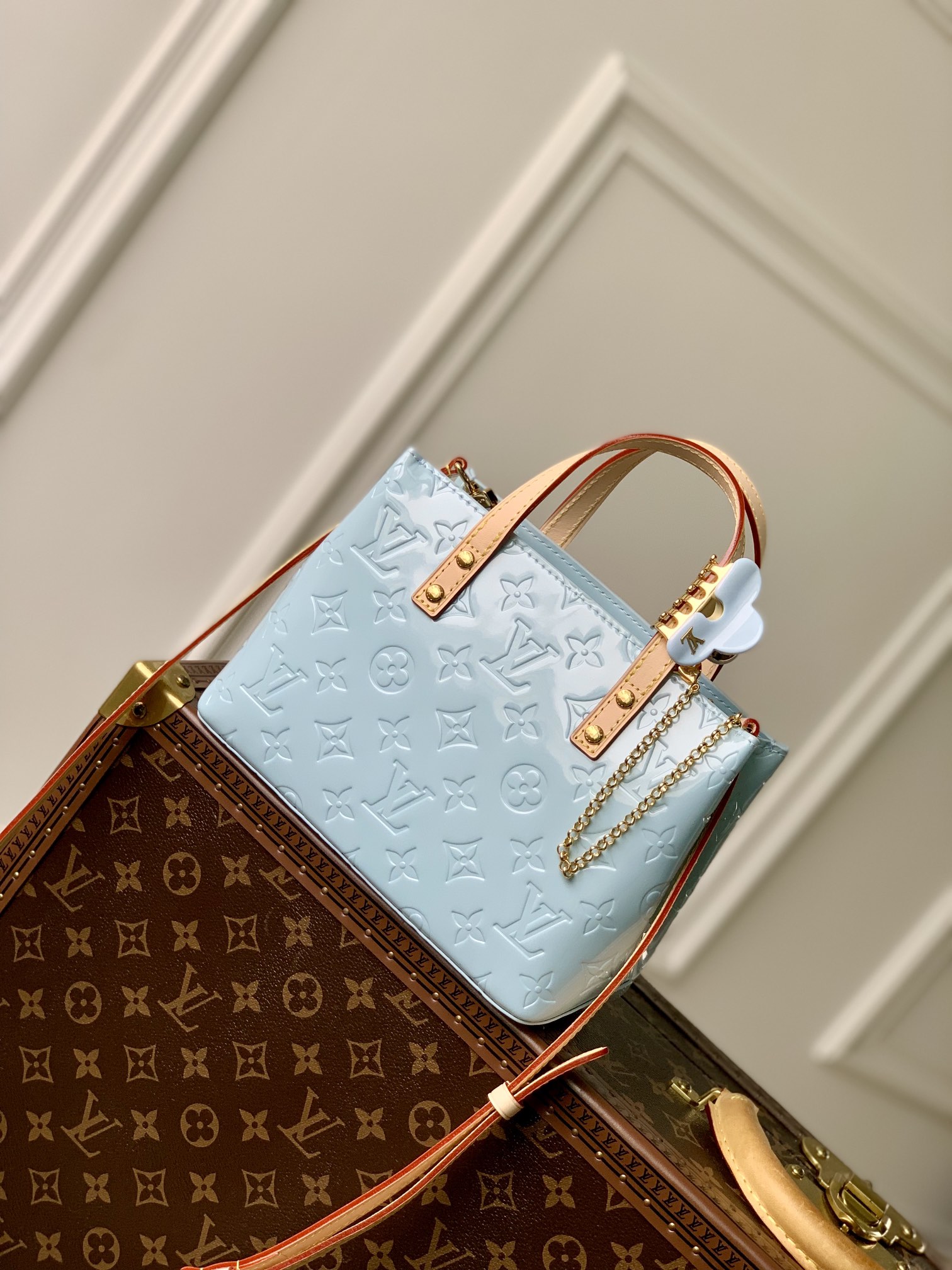 Louis Vuitton Bags Handbags Blue Pink Sky Monogram Vernis Cowhide Spring/Summer Collection M24144