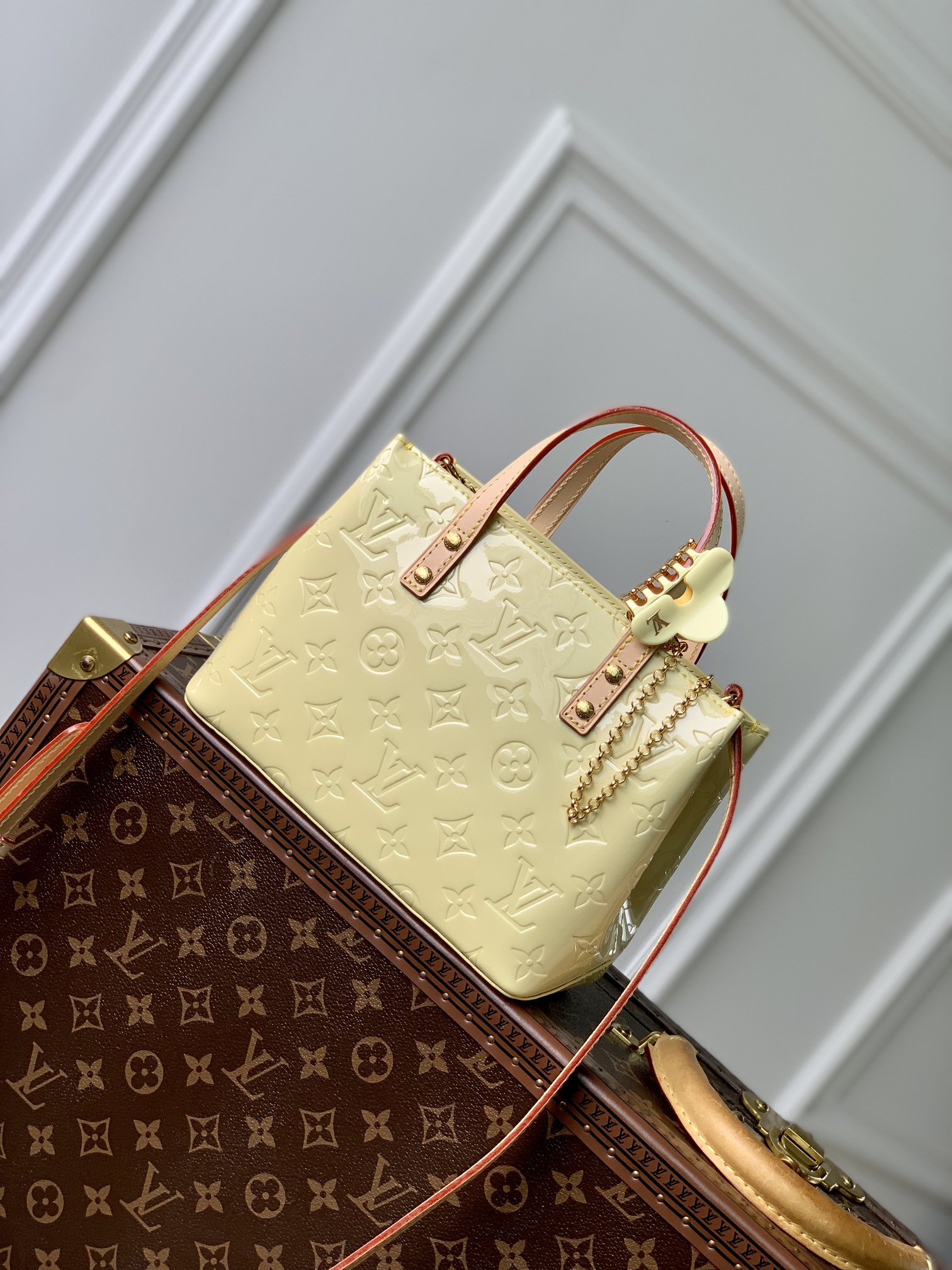 Louis Vuitton Bags Handbags Pink Yellow Monogram Vernis Cowhide Spring/Summer Collection M24144