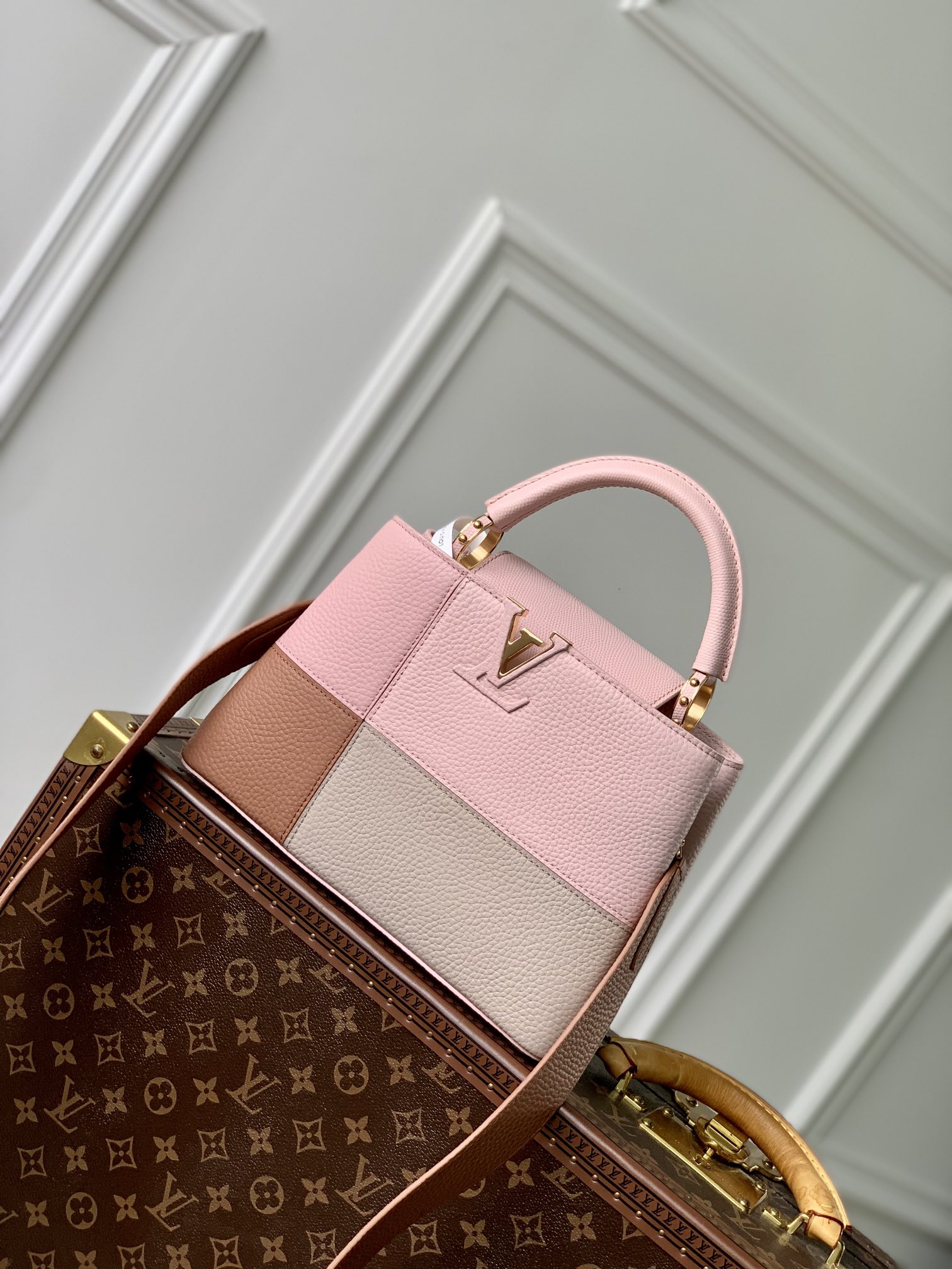 Louis Vuitton LV Capucines Bags Handbags Pink Splicing Taurillon Cowhide Snake Skin M48865