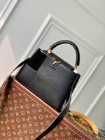 Louis Vuitton LV Capucines Cheap
 Bags Handbags Black Splicing Taurillon Cowhide Snake Skin M48865