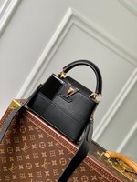 Wholesale 2023 Replica
 Louis Vuitton LV Capucines Bags Handbags Black Splicing Taurillon Cowhide Snake Skin Mini M48865