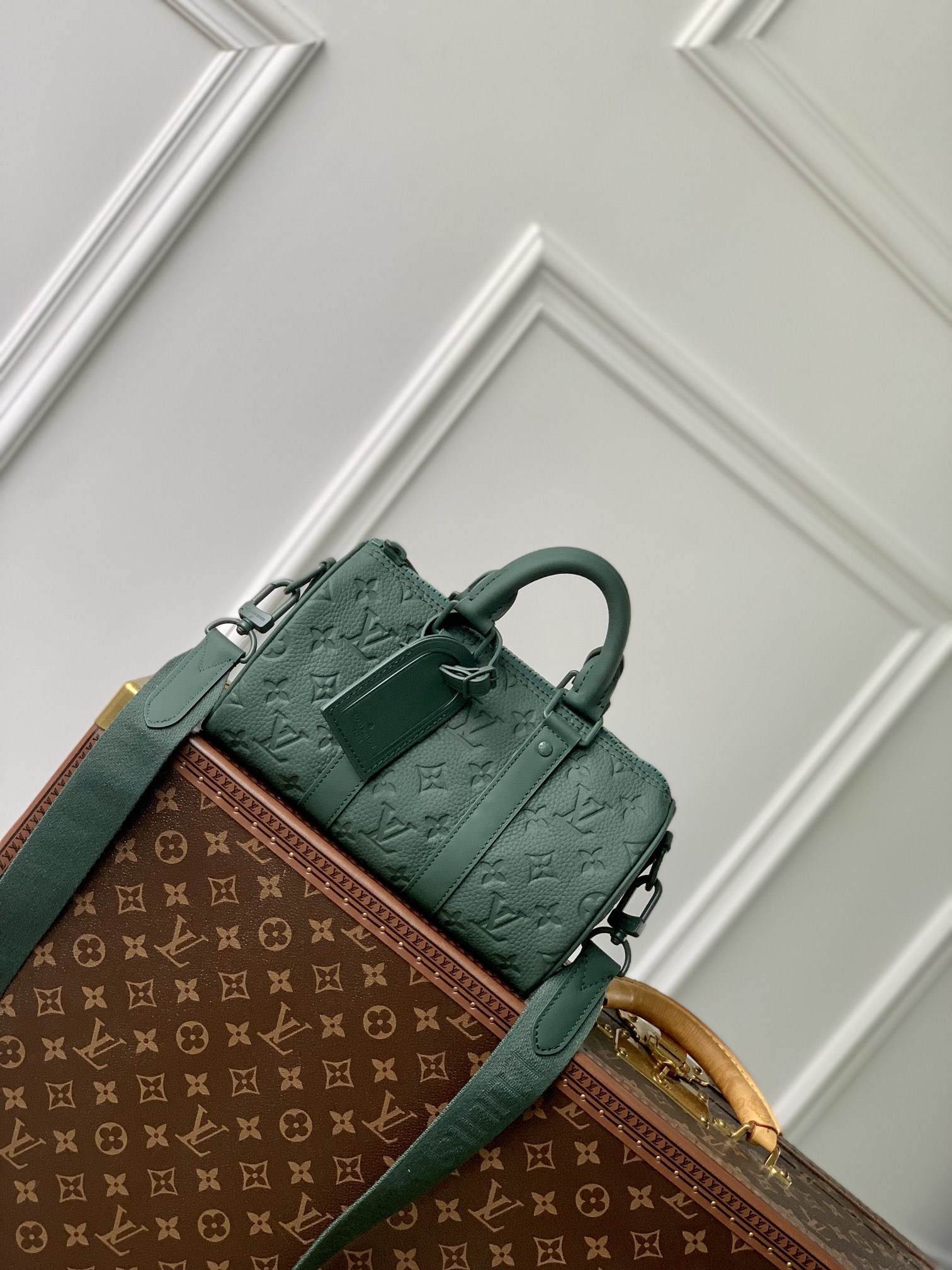 Louis Vuitton LV Keepall Verkoop online luxe ontwerper
 Donkergroen Groen Taurillon M24432