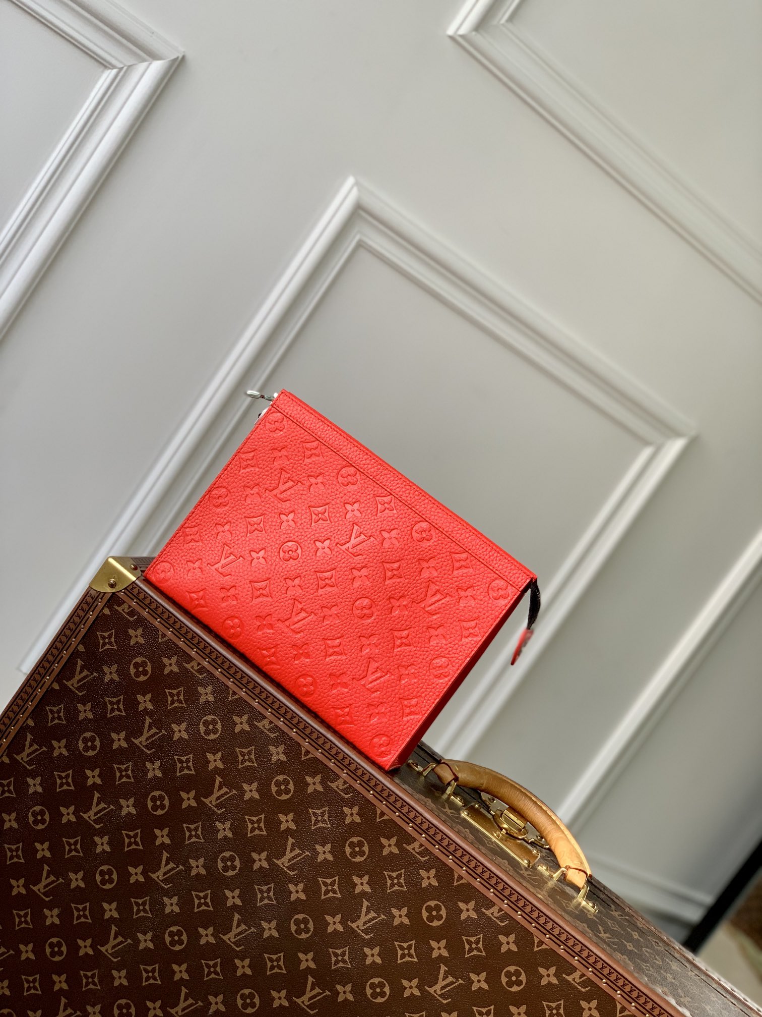 Louis Vuitton Clutches & Pouch Bags Red Lychee Pattern Cowhide Pochette M61692