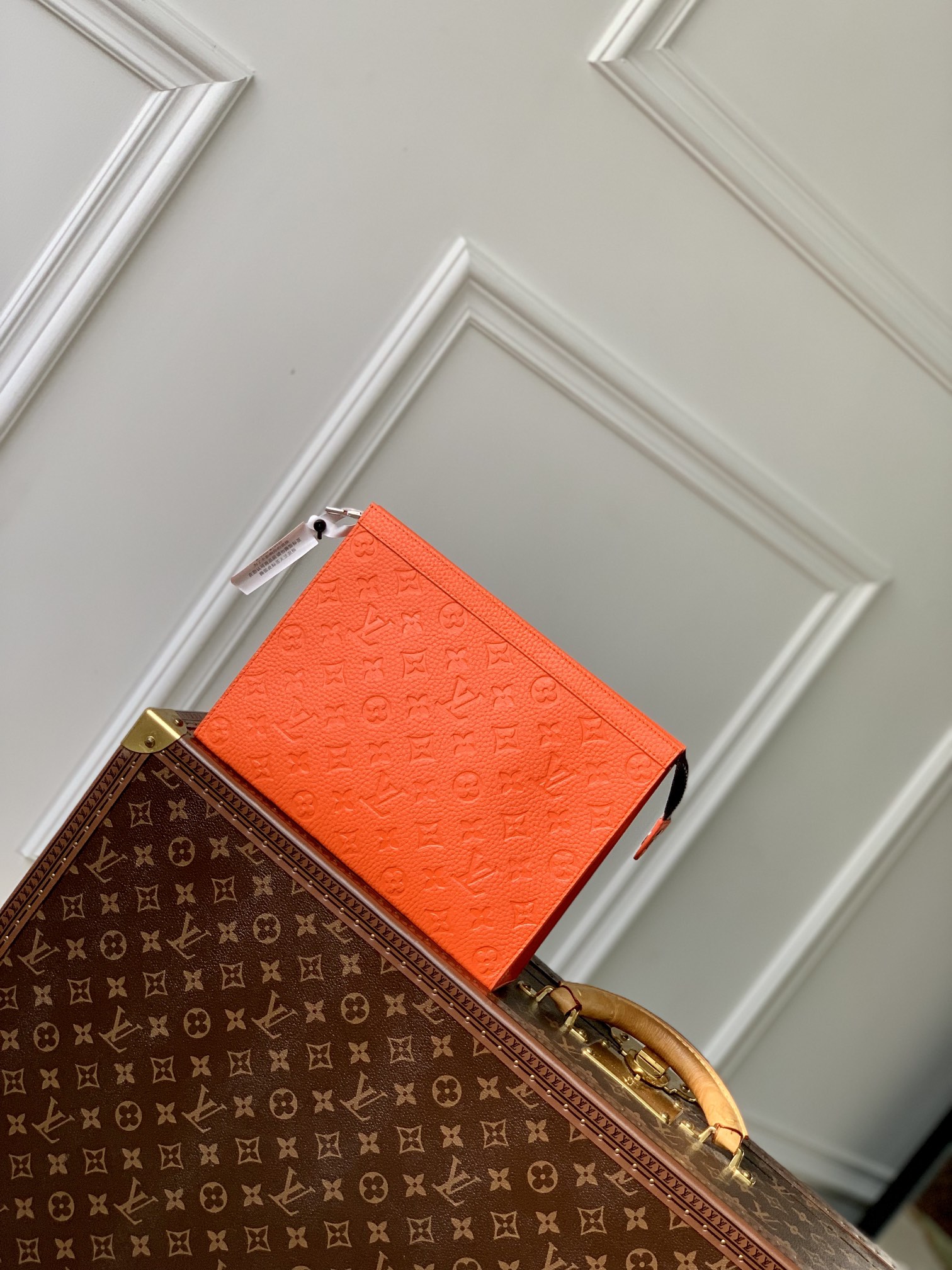 Louis Vuitton Clutches & Pouch Bags Orange Lychee Pattern Cowhide Pochette M61692