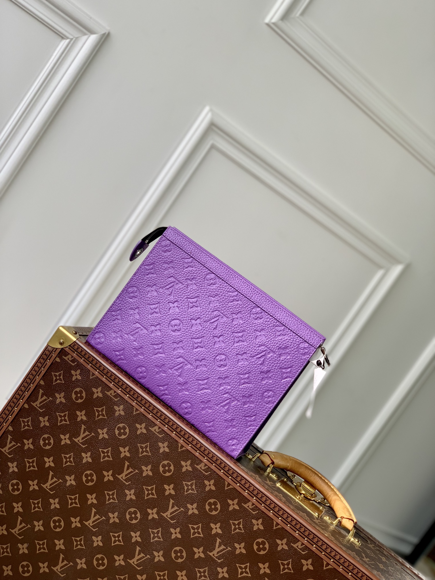 Louis Vuitton Clutches & Pouch Bags Purple Lychee Pattern Cowhide Pochette M61692