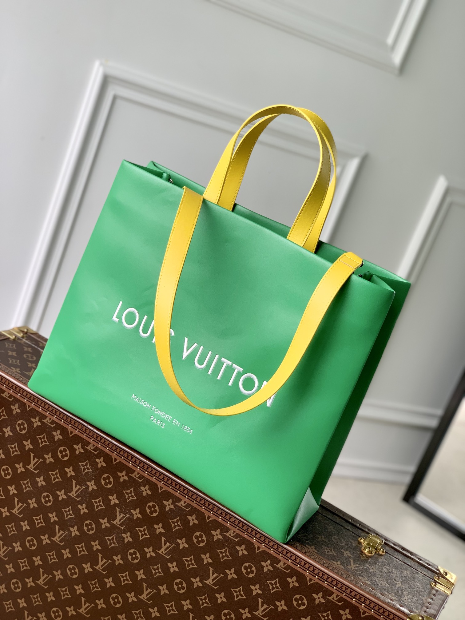 Louis Vuitton Handbags Tote Bags Green Cowhide M24457