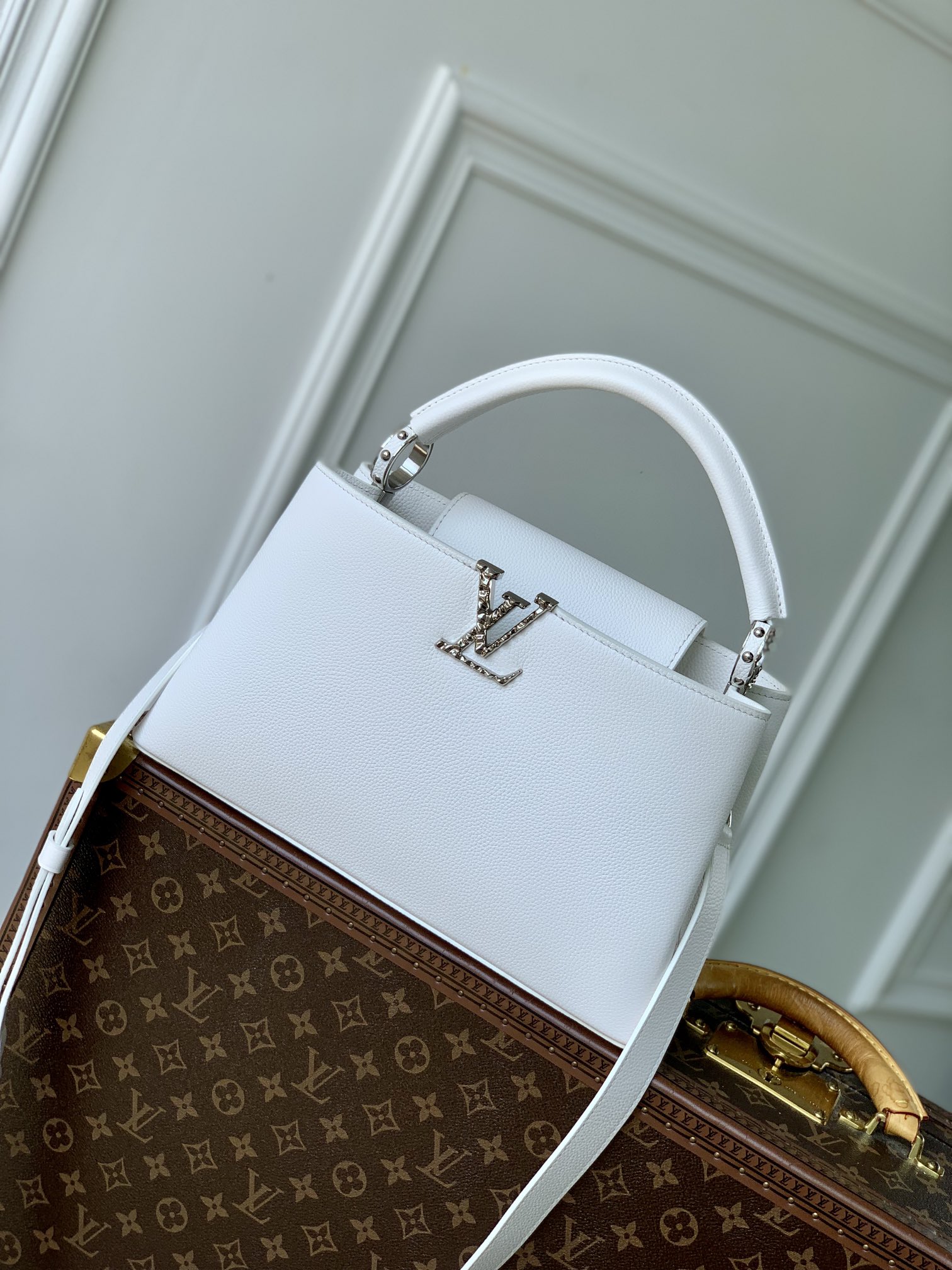 Louis Vuitton LV Capucines Bags Handbags White Cowhide M24666