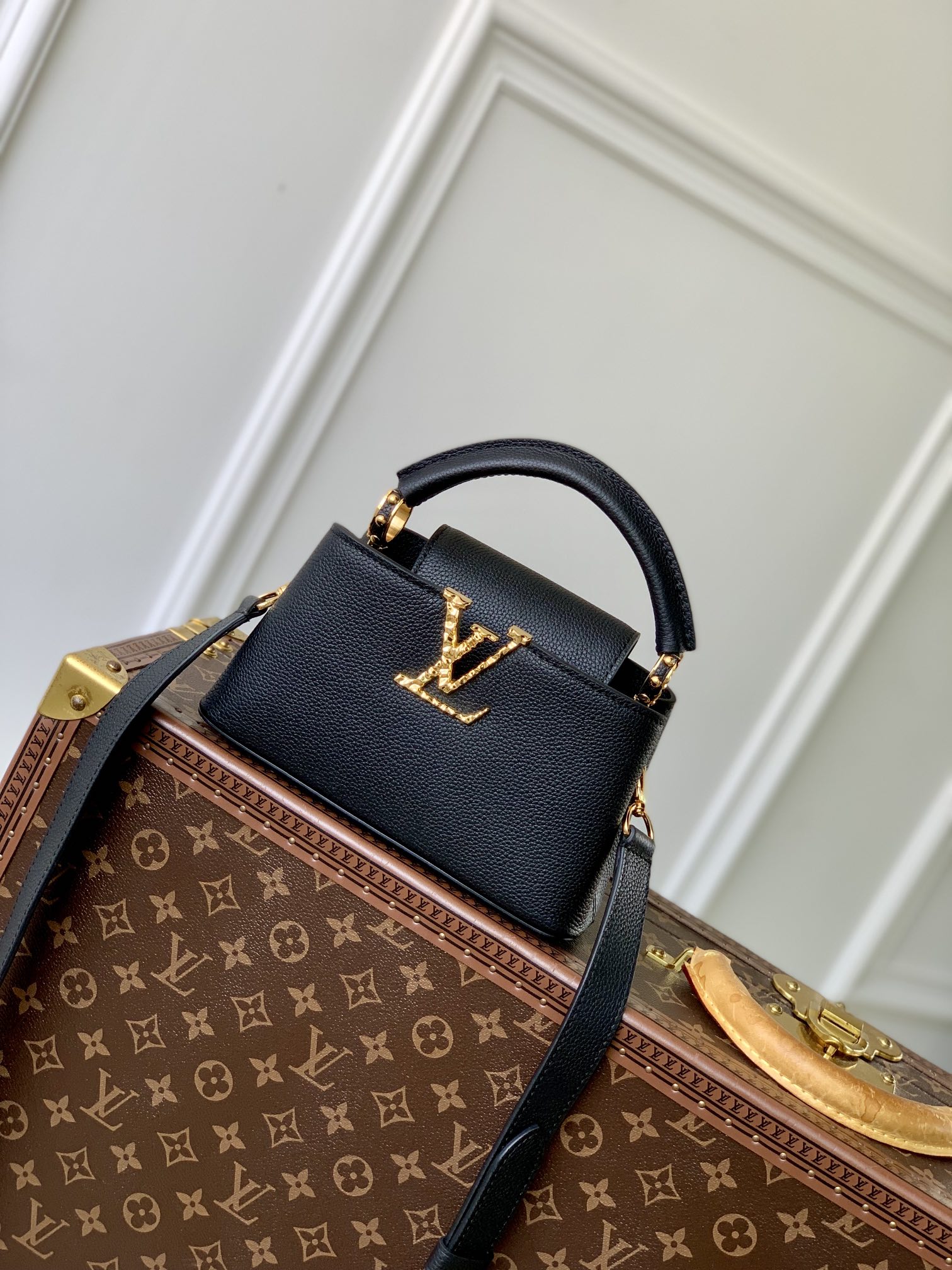 Louis Vuitton LV Capucines Tassen handtassen Zwart Koeienhuid Mini