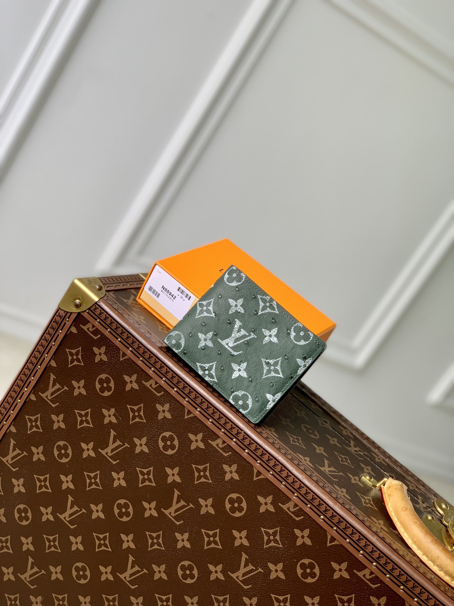 Louis Vuitton Portefeuille Kleine portemonnee Struisvogelleer