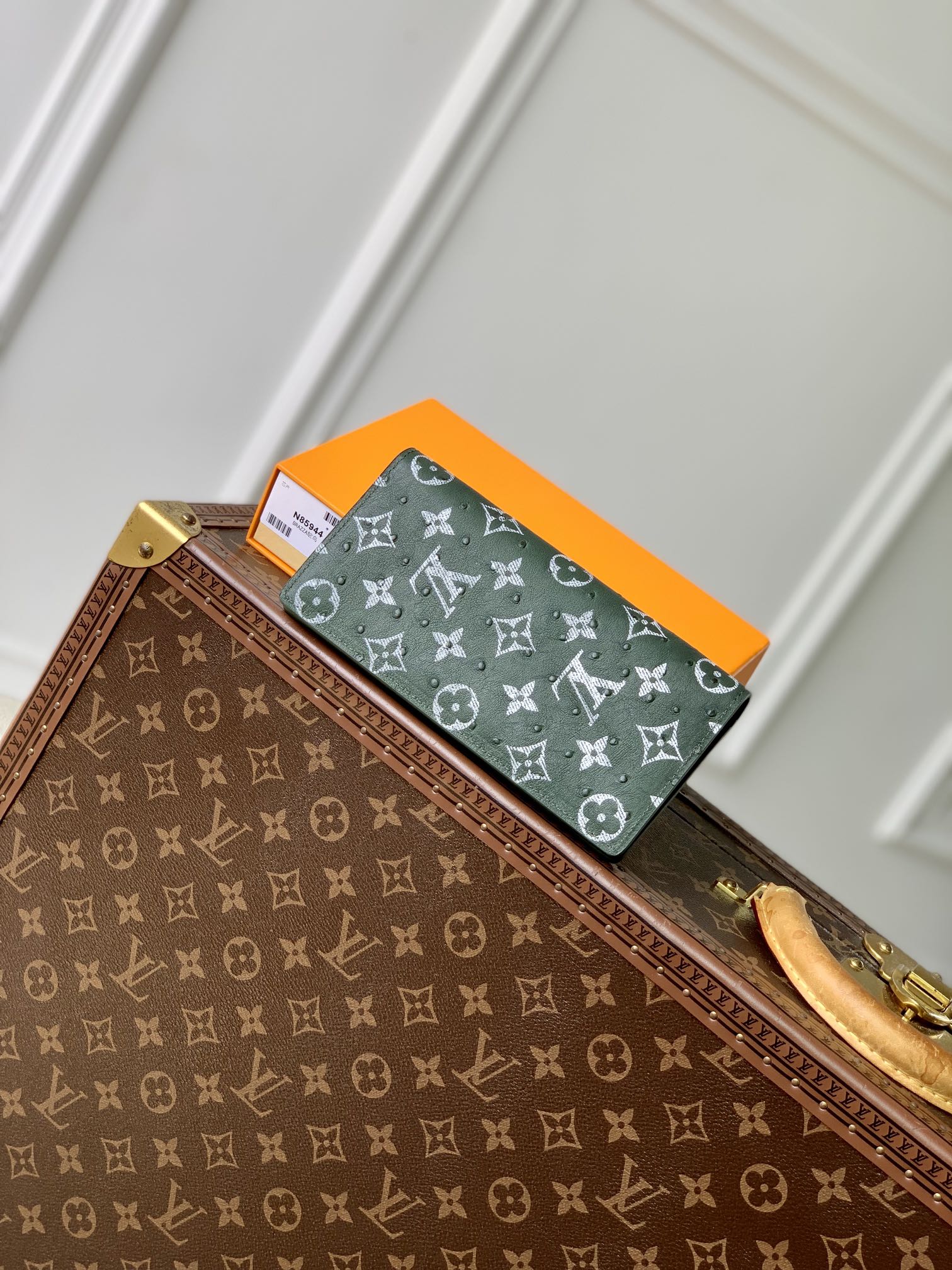 Louis Vuitton Portefeuille Kleine portemonnee Struisvogelleer