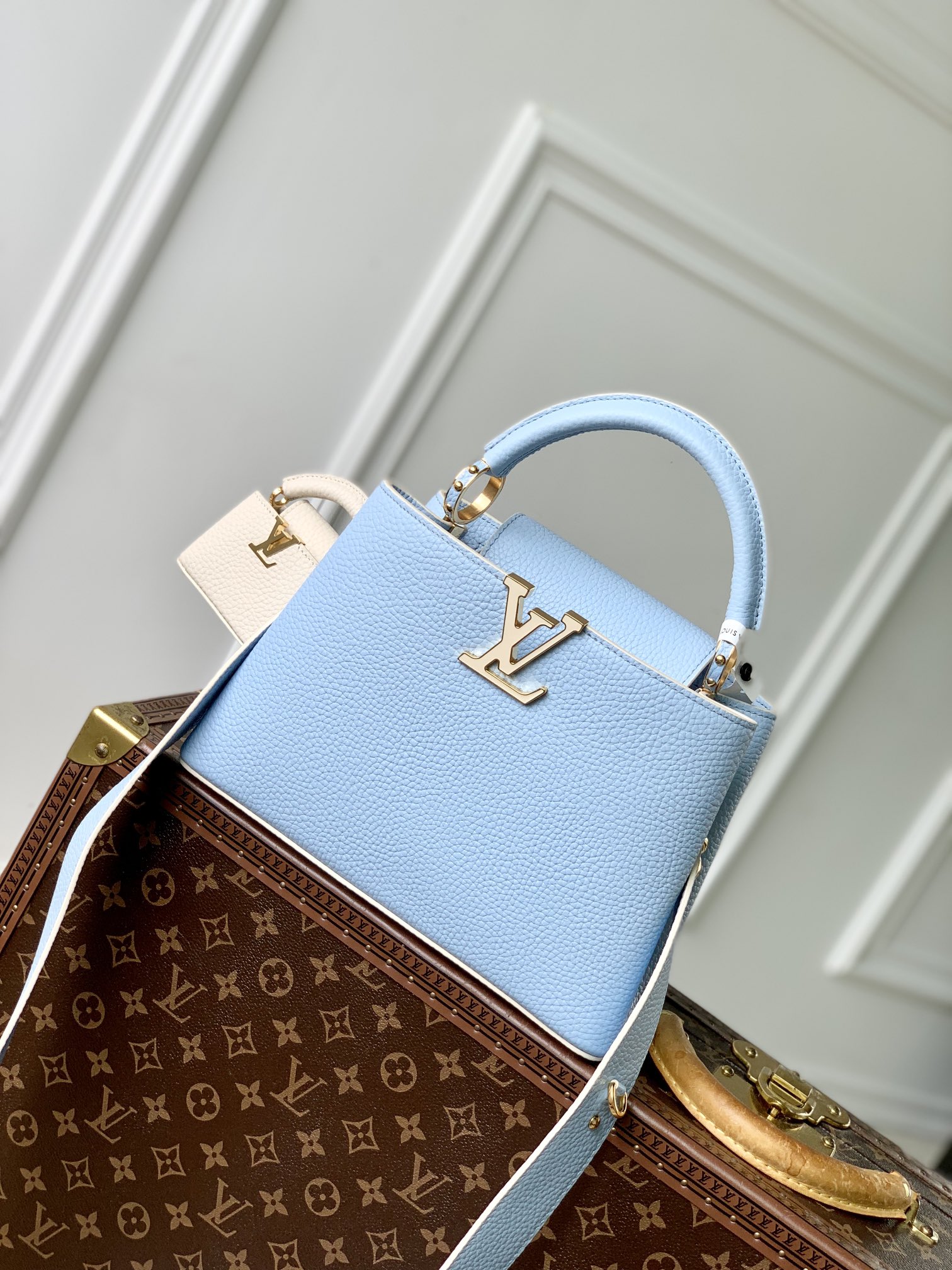 Louis Vuitton LV Capucines Tassen handtassen Blauw Taurillon Mini