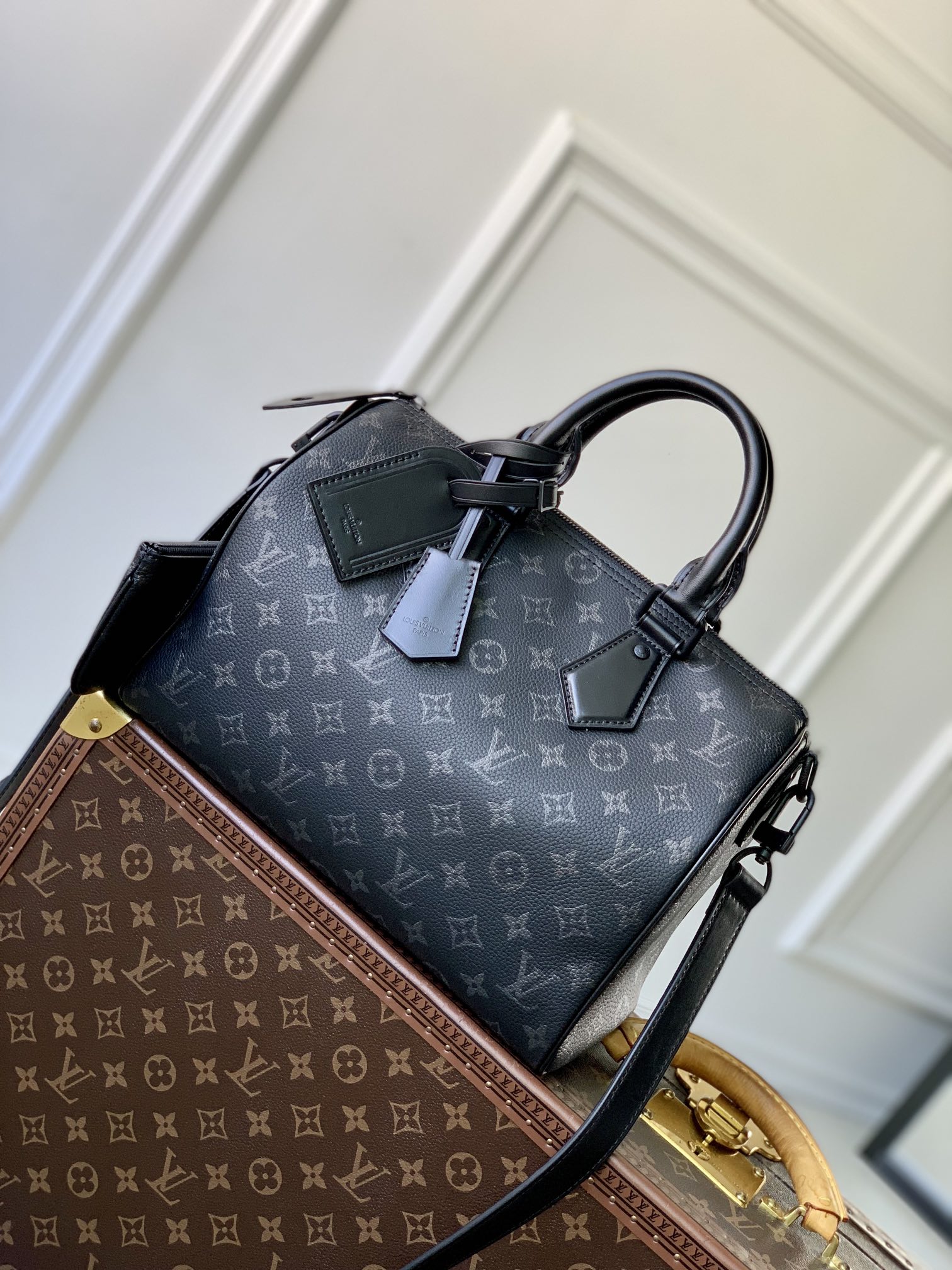 Louis Vuitton LV Speedy 7 sterren
 Tassen handtassen Replcia goedkoop uit China
 Zwart Polijsten Canvas Koeienhuid Schapenvacht M21108