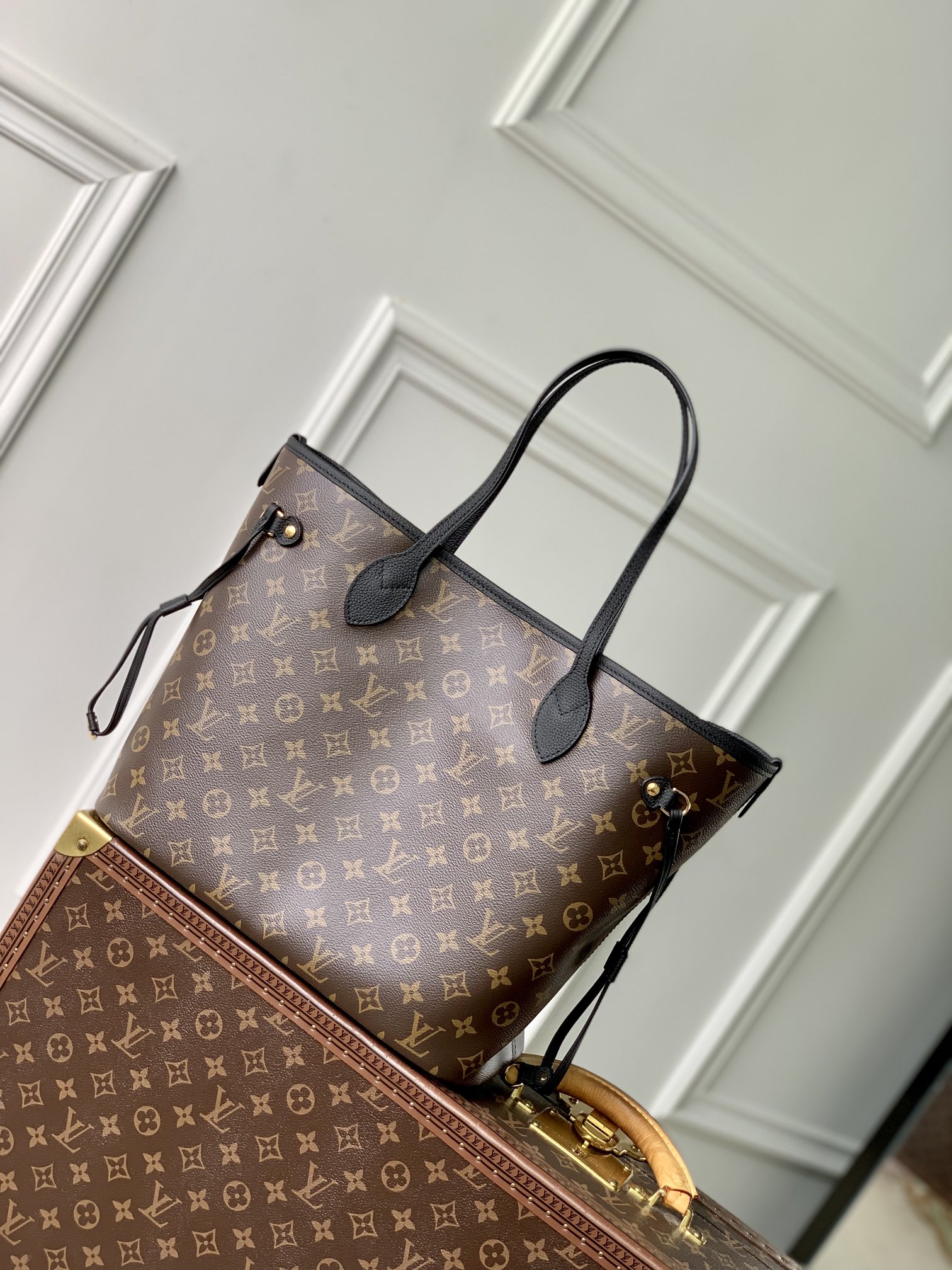 goedkope online beste ontwerper
 Louis Vuitton LV Neverfull Tassen handtassen Zwart Monogram Canvas M11946