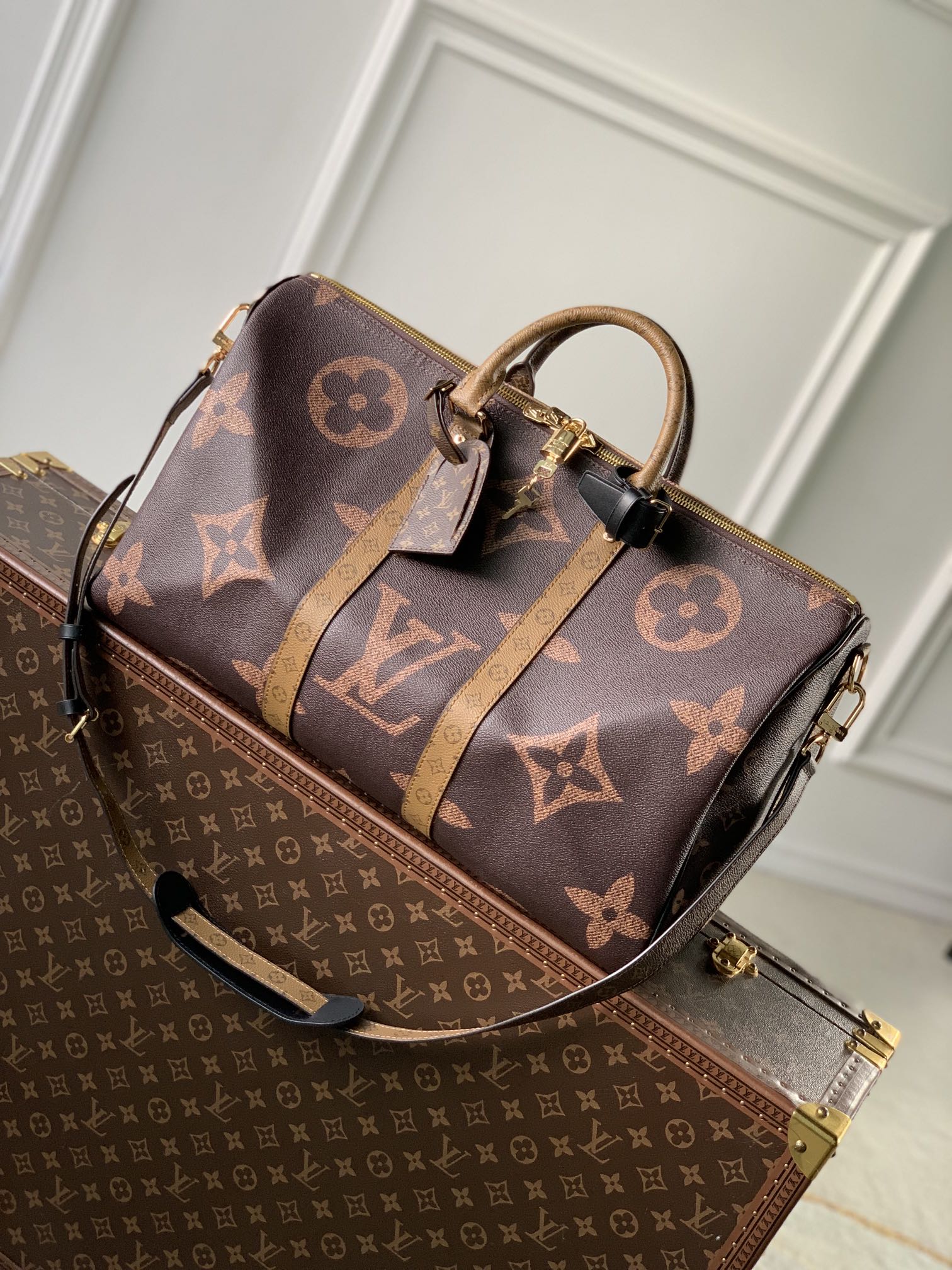 Louis Vuitton LV Keepall Tassen Reis Tas Monogram Reverse Canvas Stof M47211