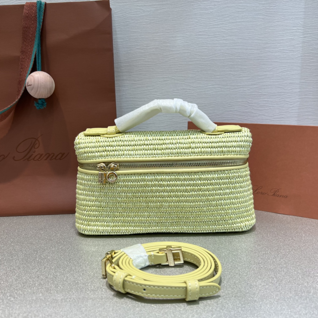 ｛Série XiaoxiangFeng  / Lemon jaune｝ Express𝓛𝓸𝓻𝓸 𝓟𝓲𝓪𝓷𝓪 𝑬𝒙𝒕𝒓𝒂 𝑷𝒐𝒄𝒌𝒆𝒕 Sac à lunch LP19, en matériau tissé Xiaoxiang, style simple, haut de gamme et léger! Il y a de longs sangles! Boîte-cadeau🎁 Size: 19  /6.5  / 11