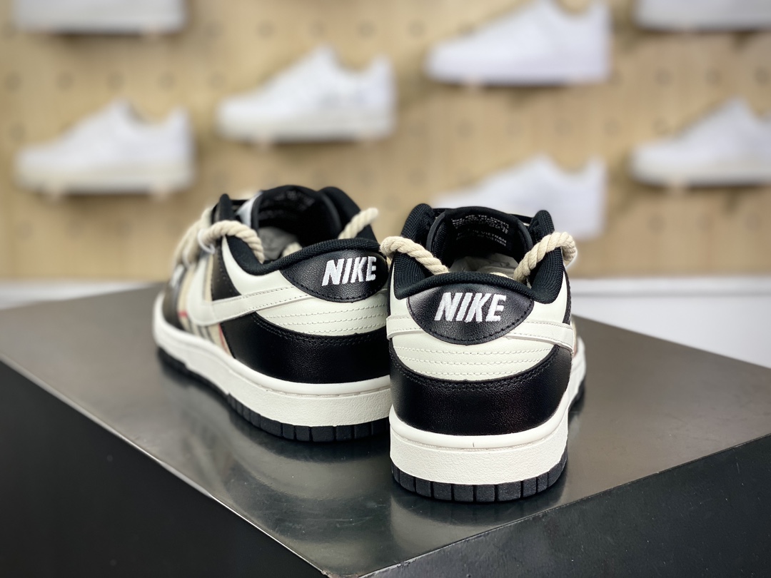 260 耐克Nike SB Dunk Low Lot"Black/Milk White"扣篮系列低帮板鞋“黑米黄苏格兰格子加粗绑绳”DD1391-100