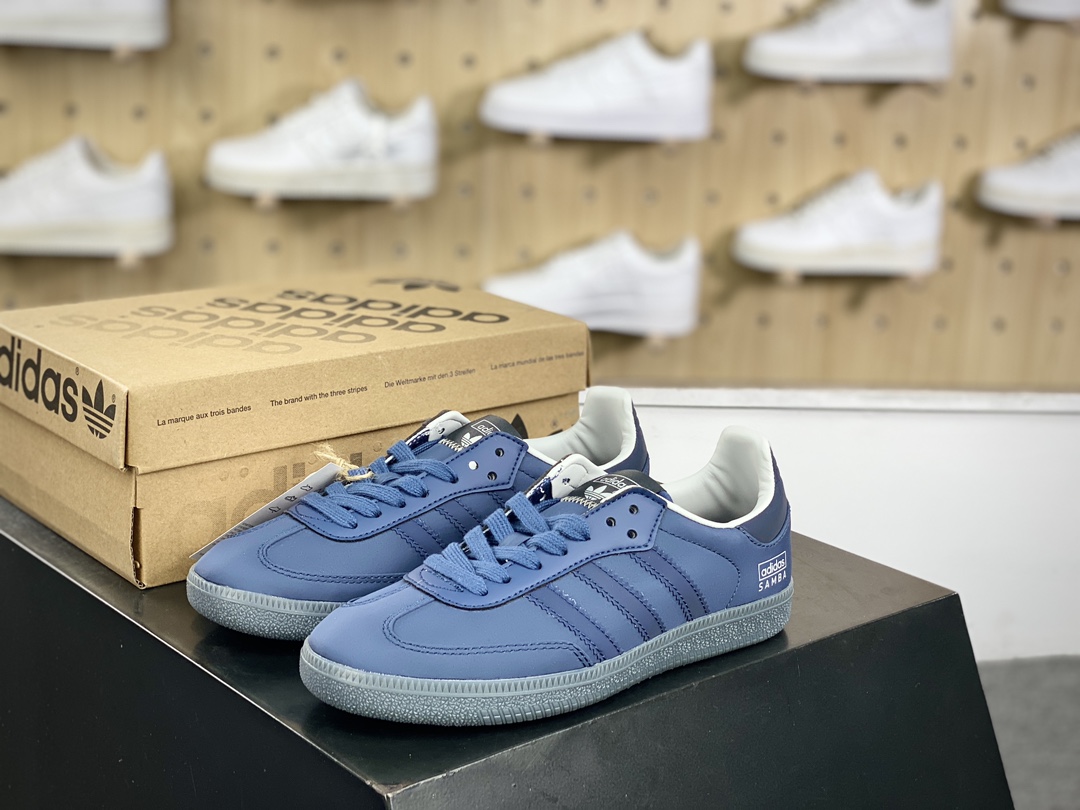 阿迪达斯/三叶草Adidas Originals Samba OG桑巴舞板鞋“尼龙海军蓝白”IG6169