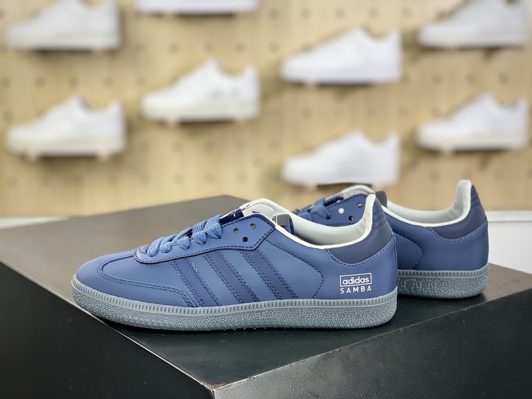 阿迪达斯/三叶草Adidas Originals Samba OG桑巴舞板鞋“尼龙海军蓝白”IG6169